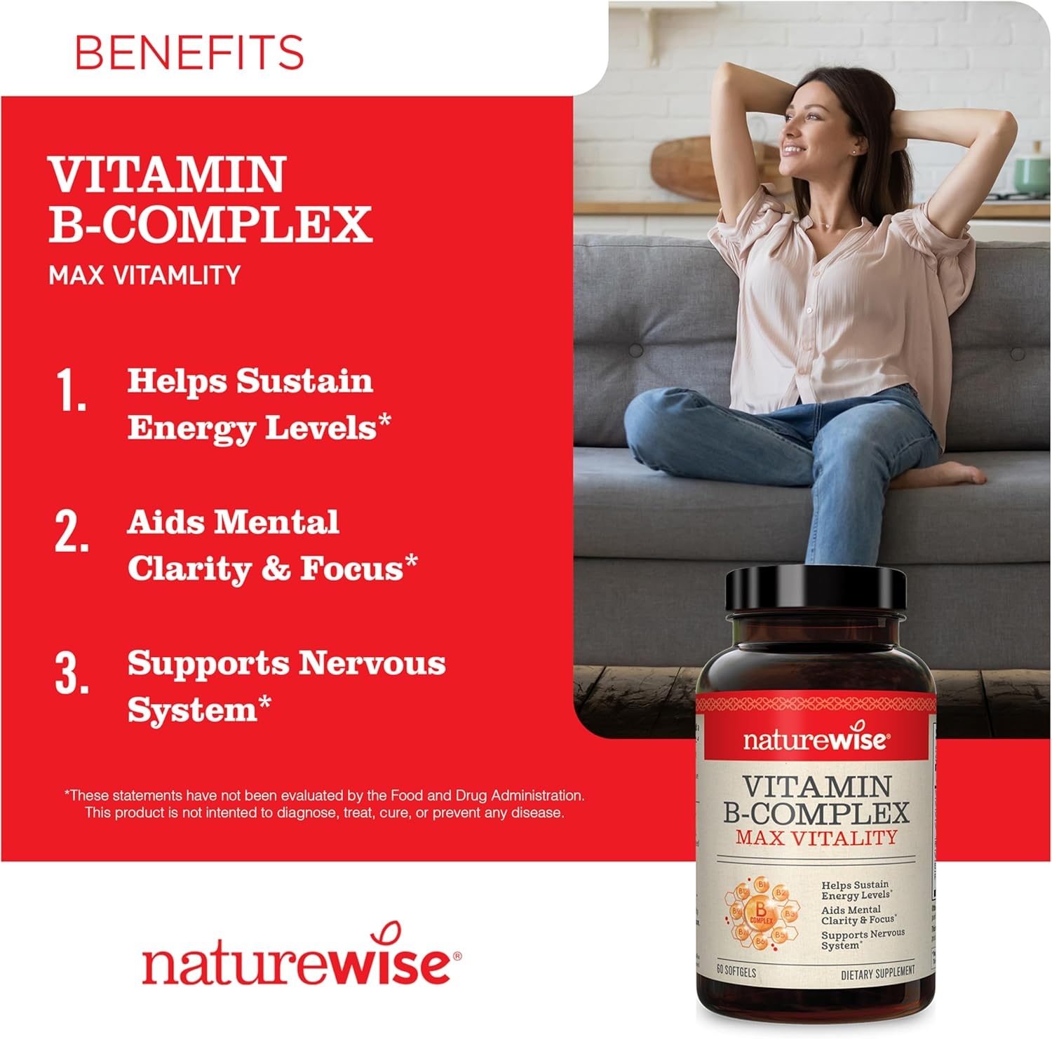 image:imageNatureWise 1000mg Omega 3 600mg EPA 400mg DHA with Vitamin E 180ct amp Vitamin B Complex for Women and Men 150 Softgels5Month Supply