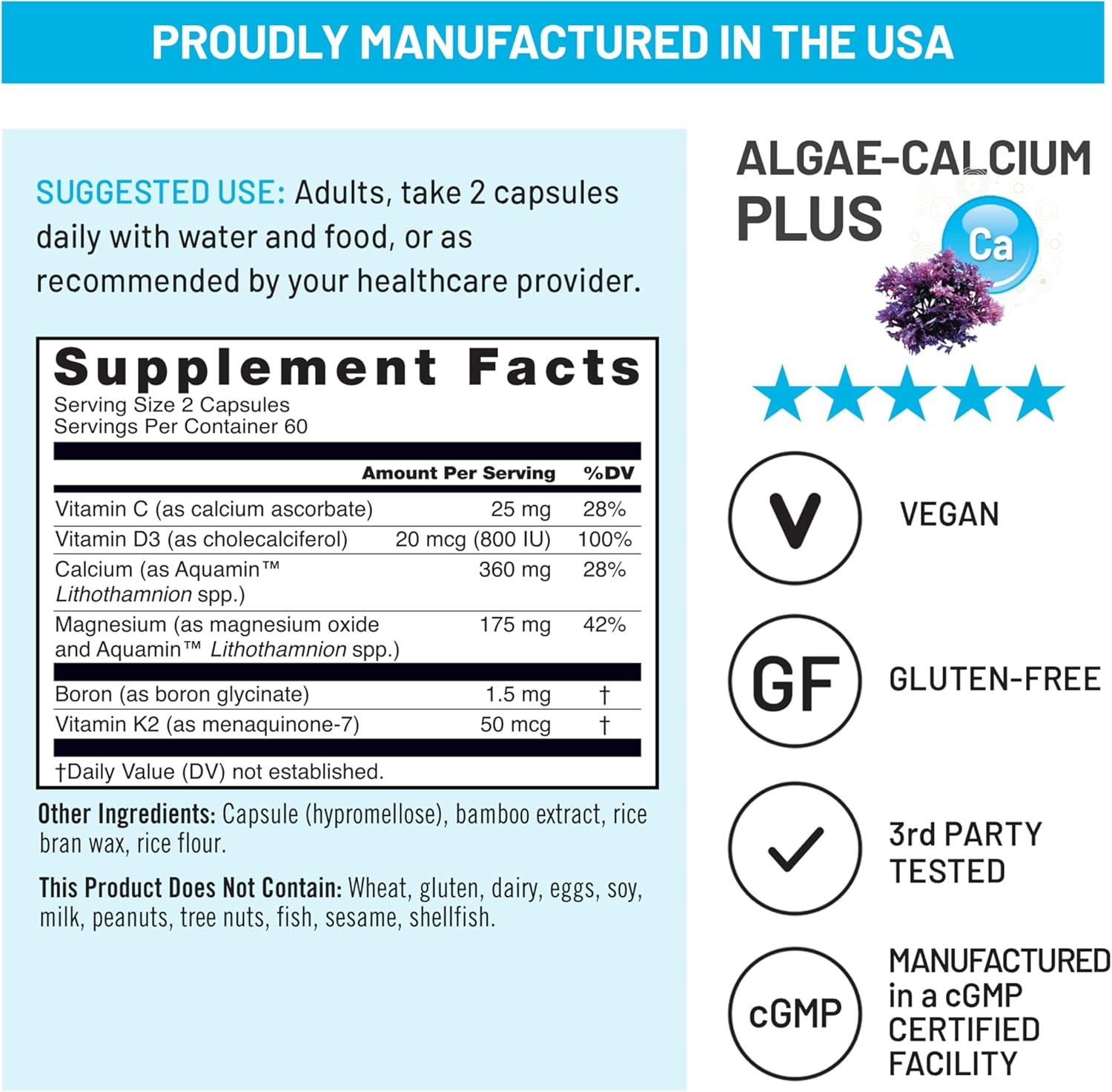 image:imageNatureWise Algae Calcium Plus with Aquamin Calcium Magnesium Vitamin C D3 and K2 Vegan Algae Calcium Supplements for Women amp Men Bone Health Support NonGMO 120 Capsules60Day Supply
