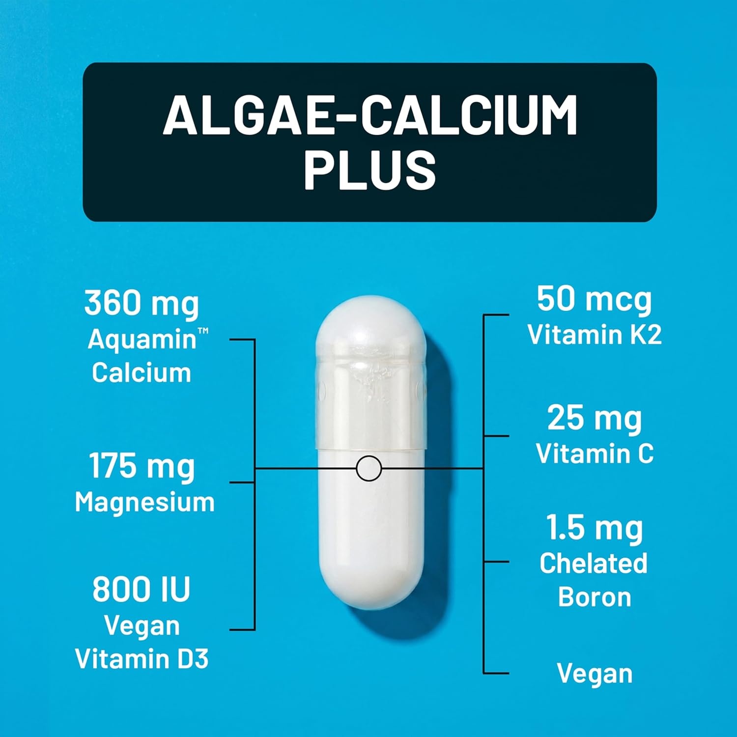 image:imageNatureWise Algae Calcium Plus with Aquamin Calcium Magnesium Vitamin C D3 and K2 Vegan Algae Calcium Supplements for Women amp Men Bone Health Support NonGMO 120 Capsules60Day Supply