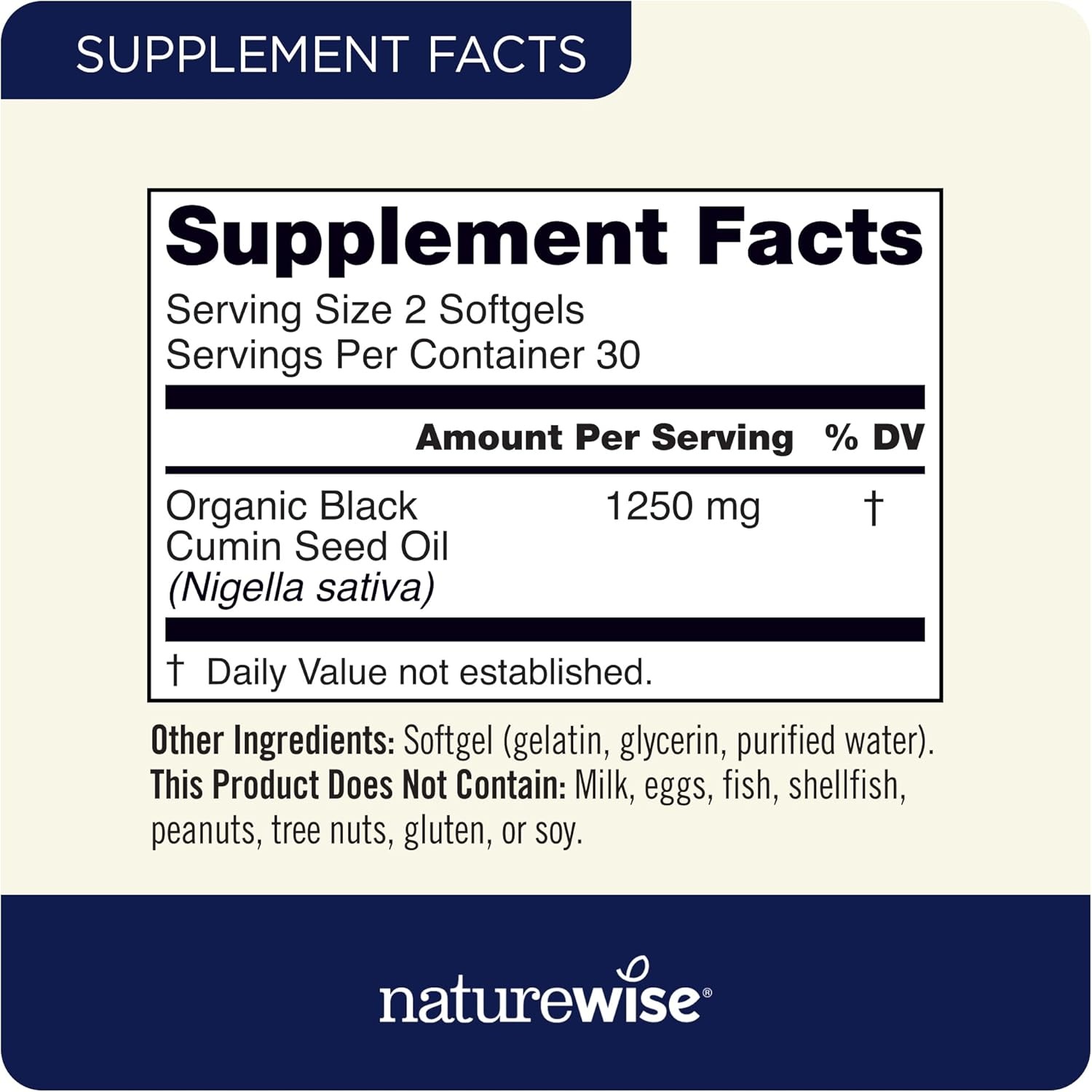 image:imageNatureWise Black Seed Oil Softgels 1250 mg with 100 Organic Cold Pressed Nigella Sativa Omega 3 6 9 Antioxidant Immune Support Hair amp Skin NonGMO GlutenFree 60 Softgels1Month Supply