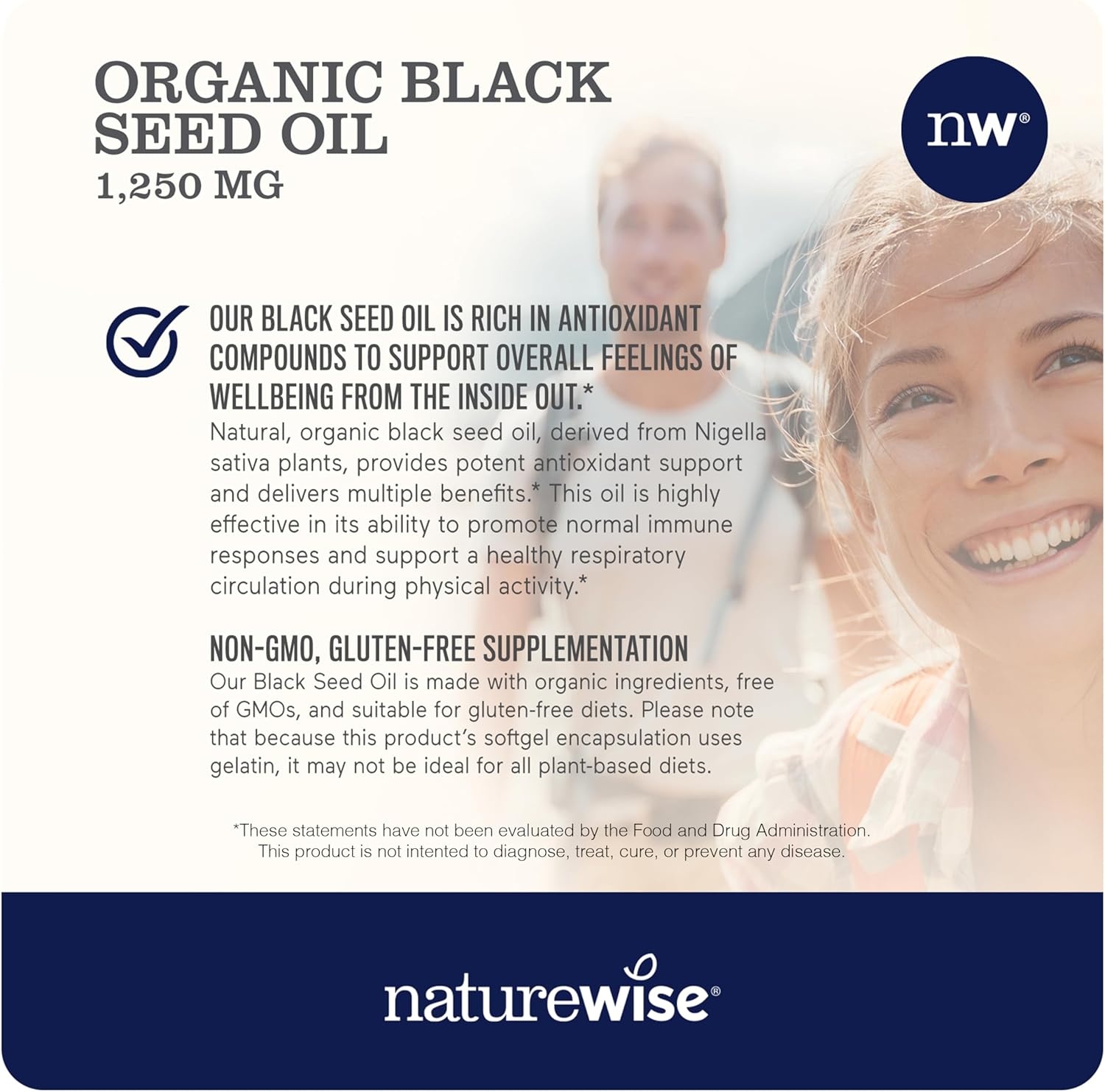 image:imageNatureWise Black Seed Oil Softgels 1250 mg with 100 Organic Cold Pressed Nigella Sativa Omega 3 6 9 Antioxidant Immune Support Hair amp Skin NonGMO GlutenFree 60 Softgels1Month Supply