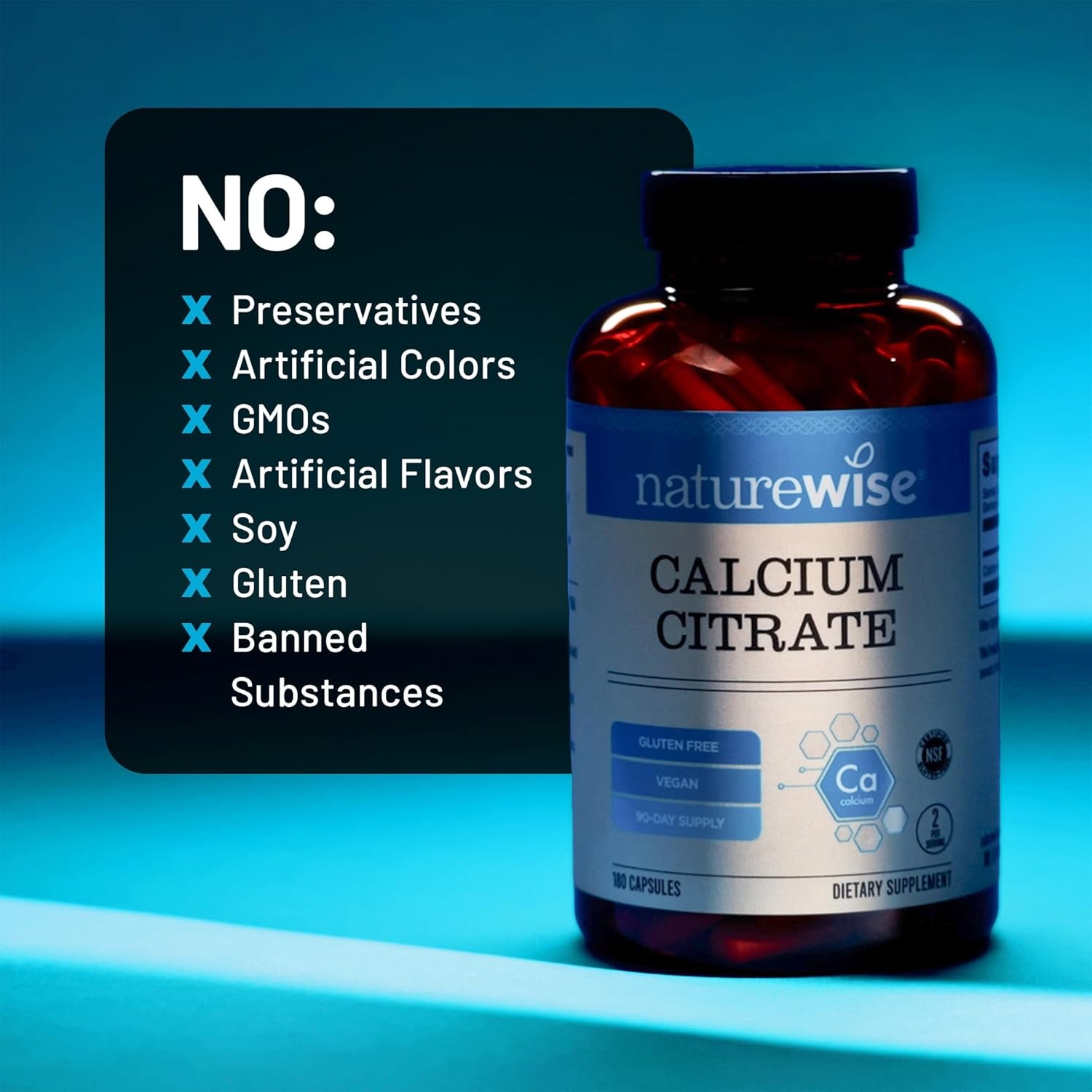 image:imageNatureWise Calcium Citrate 300mg Capsules Supplement for Bone Health Easy to Digest amp WellAbsorb Vegan NonGMO GlutenFree 60 Capsules30Day SupplyUnflavored