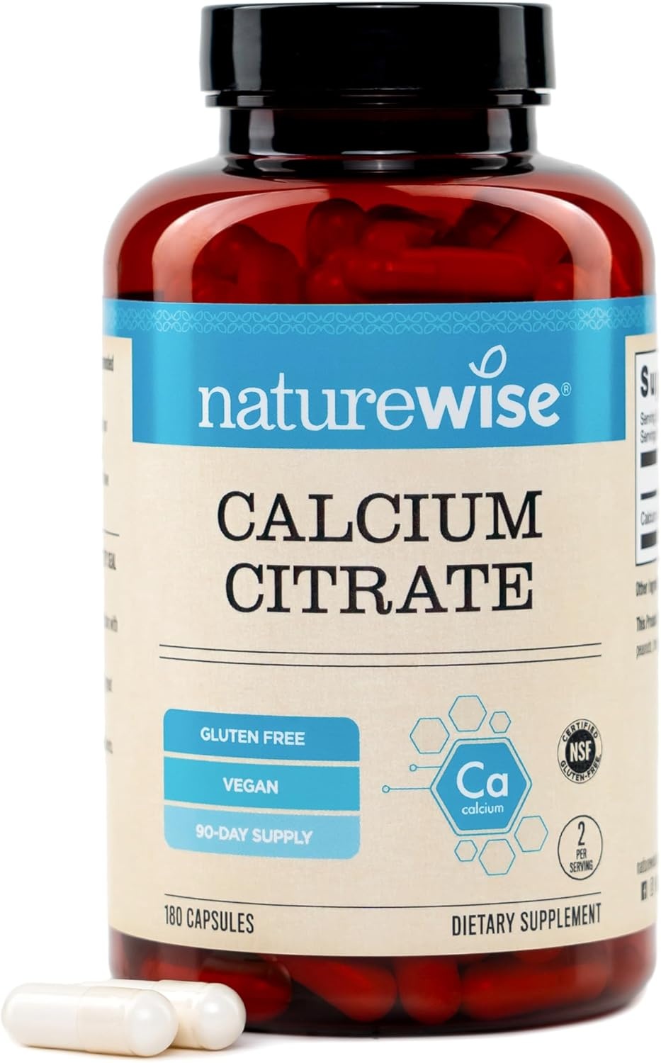 image:imageNatureWise Calcium Citrate 300mg Capsules Supplement for Bone Health Easy to Digest amp WellAbsorb Vegan NonGMO GlutenFree 60 Capsules30Day SupplyUnflavored
