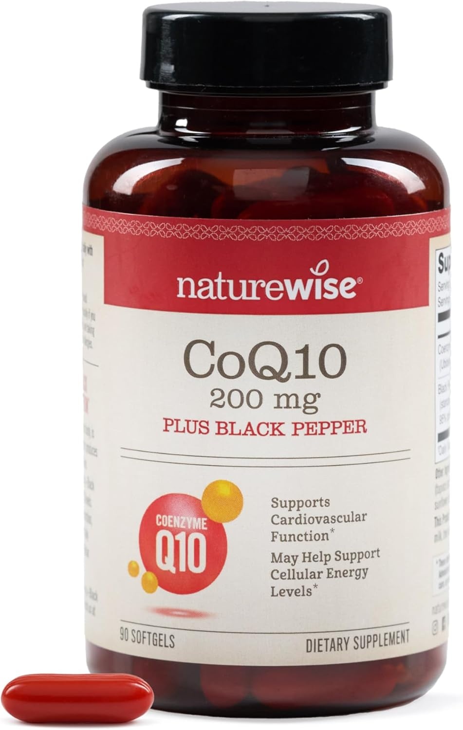 image:imageNatureWise CoQ10 100mg Black Pepper Softgels High Absorption Coenzyme Q10 Black Pepper Antioxidant for Heart Health Cellular Energy Vegan NonGMO GlutenFree 30 Count30Day Supply90 Count Pack of 1