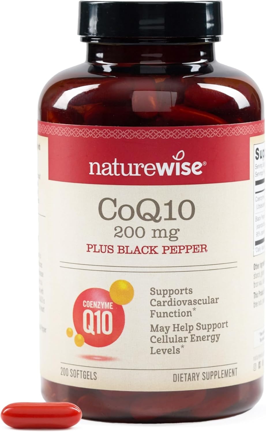 image:imageNatureWise CoQ10 100mg Black Pepper Softgels High Absorption Coenzyme Q10 Black Pepper Antioxidant for Heart Health Cellular Energy Vegan NonGMO GlutenFree 30 Count30Day Supply200 Count Pack of 1