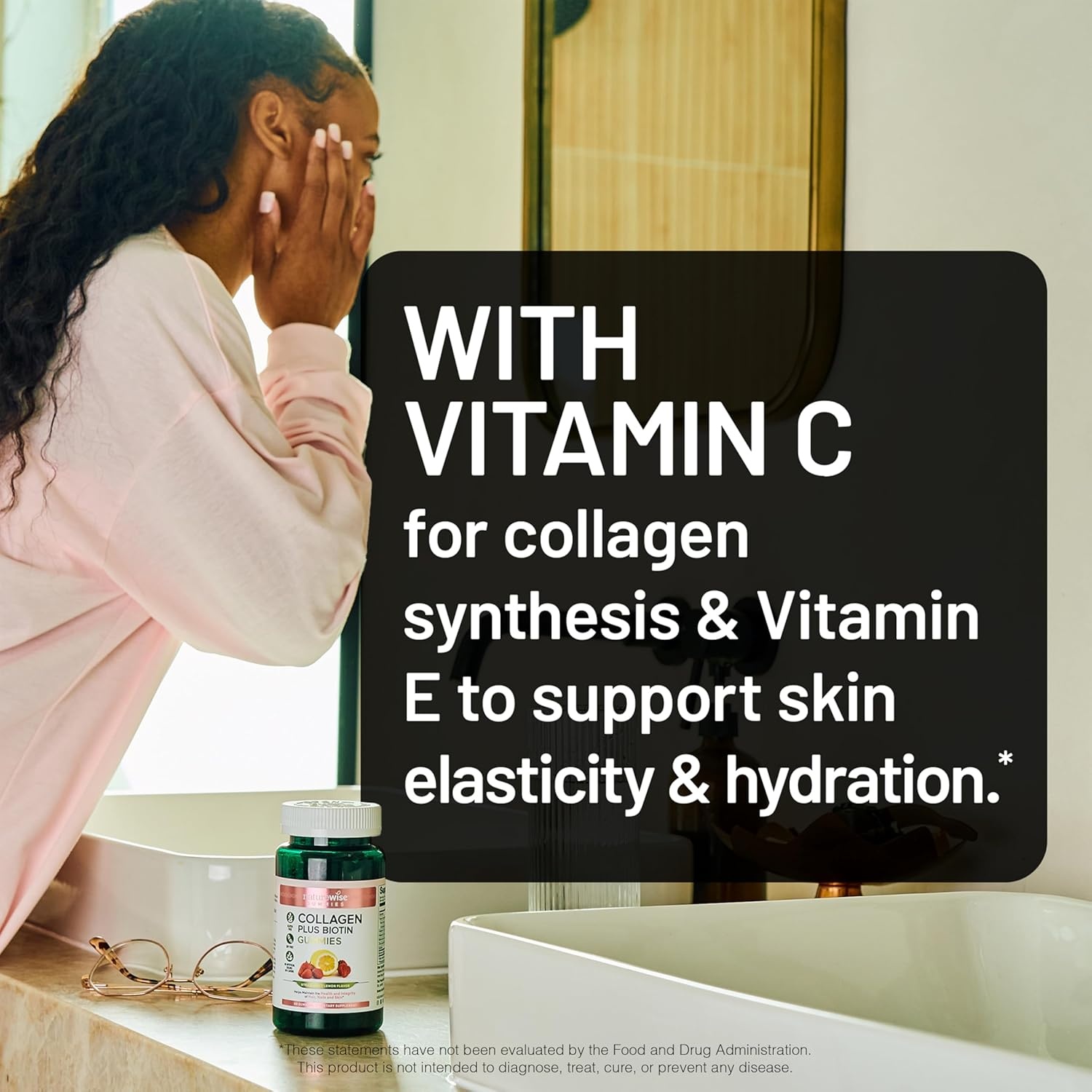 image:imageNatureWise Collagen Gummies Hydrolyzed Collagen Gummies Type 1 amp 3 Peptides for Women Biotin Vitamin C E amp Zinc for Hair Skin and Nails Support 60 Count1Month SupplyStrawberry Lemon