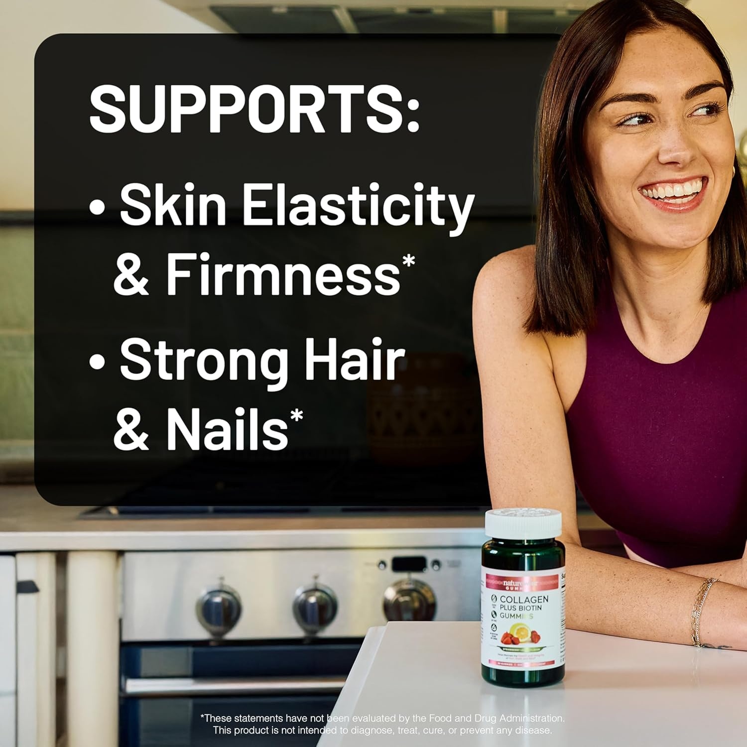 image:imageNatureWise Collagen Gummies Hydrolyzed Collagen Gummies Type 1 amp 3 Peptides for Women Biotin Vitamin C E amp Zinc for Hair Skin and Nails Support 60 Count1Month SupplyStrawberry Lemon