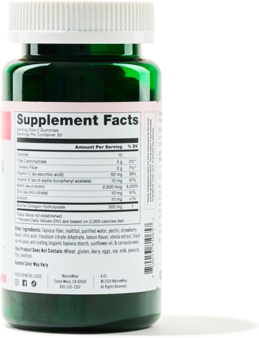 image:imageNatureWise Collagen Gummies SugarFree Hydrolyzed Collagen Gummies Type 1 amp 3 Peptides for Women Biotin Vitamin C E amp Zinc for Hair Skin and Nails Support 60 Count1Month Supply