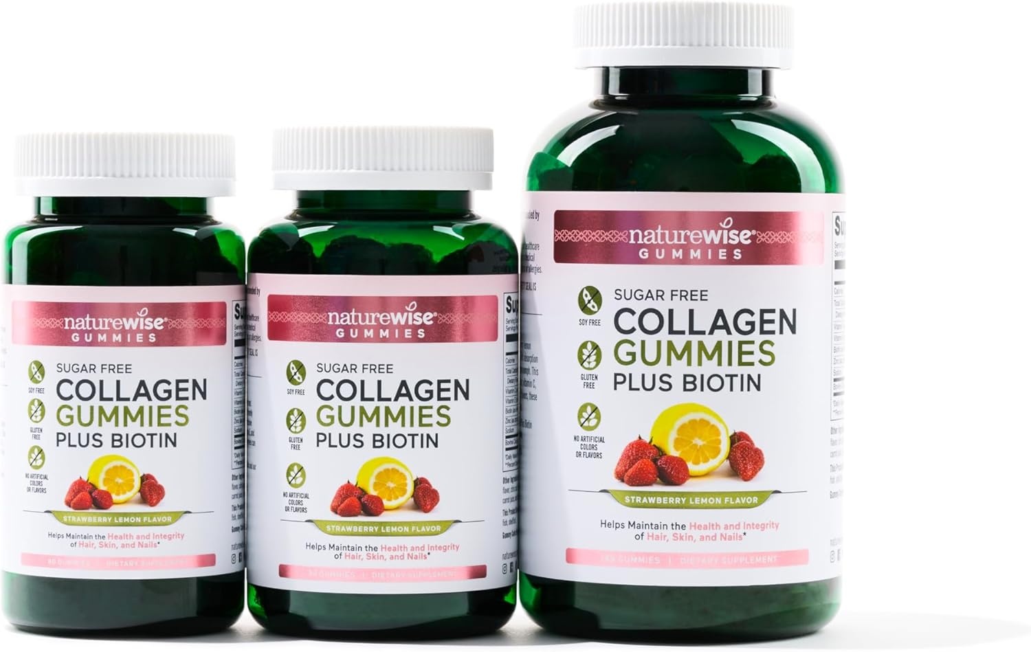 image:imageNatureWise Collagen Gummies SugarFree Hydrolyzed Collagen Gummies Type 1 amp 3 Peptides for Women Biotin Vitamin C E amp Zinc for Hair Skin and Nails Support 60 Count1Month Supply