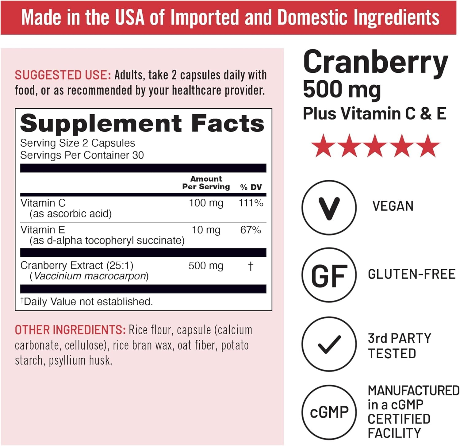 image:imageNatureWise Cranberry Pills for Women 500mg Cranberry Extract 251 Vitamin C amp E Cleansing Urinary Tract amp Bladder Vegan NonGMO SugarFree 60 Capsules1Month Supply60 Count Pack of 1