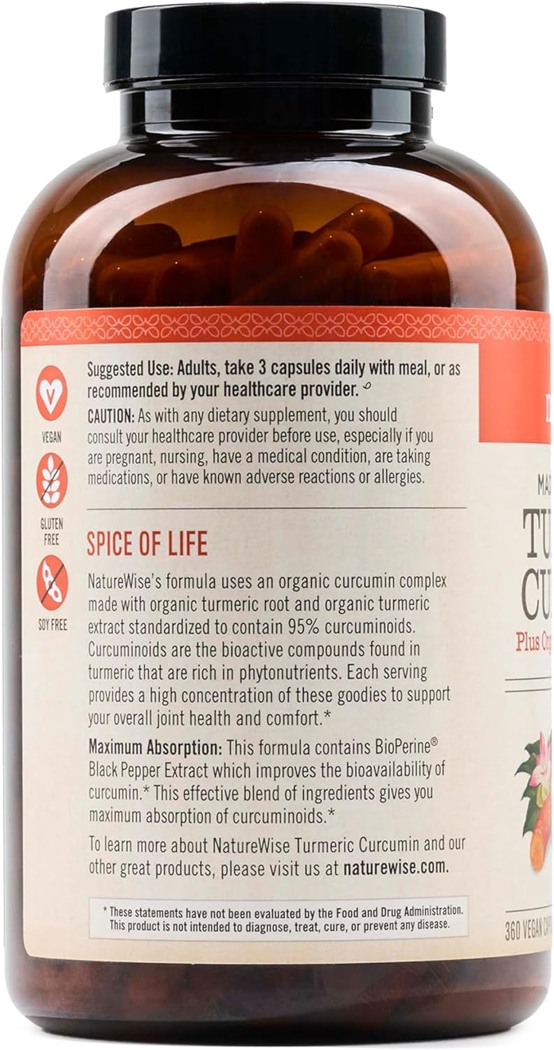 image:imageNatureWise Curcumin Turmeric 2250mg Advanced Absorption from 95 Curcuminoids amp BioPerine Black Pepper Extract Daily Joint and Immune Health Support Vegan 90 Count30Day Supply360 Count Pack of 1