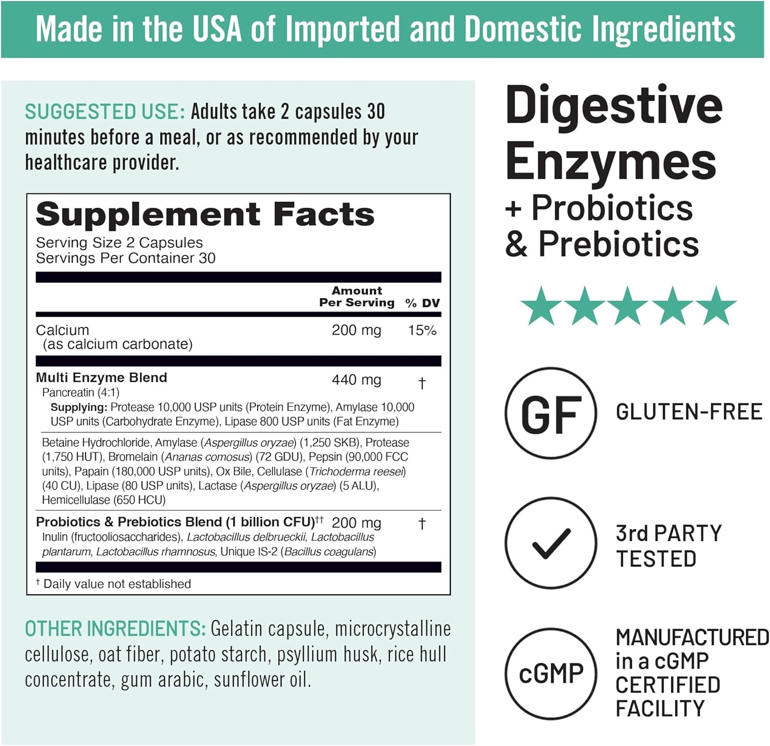 image:imageNatureWise Digestive Enzymes Multi Enzymes with Probiotics Prebiotics Post Mealtime Comfort amp Bloating Support Aids Digestion and Gut Health SoyFree NonGMO 60 Capsules1Month Supply