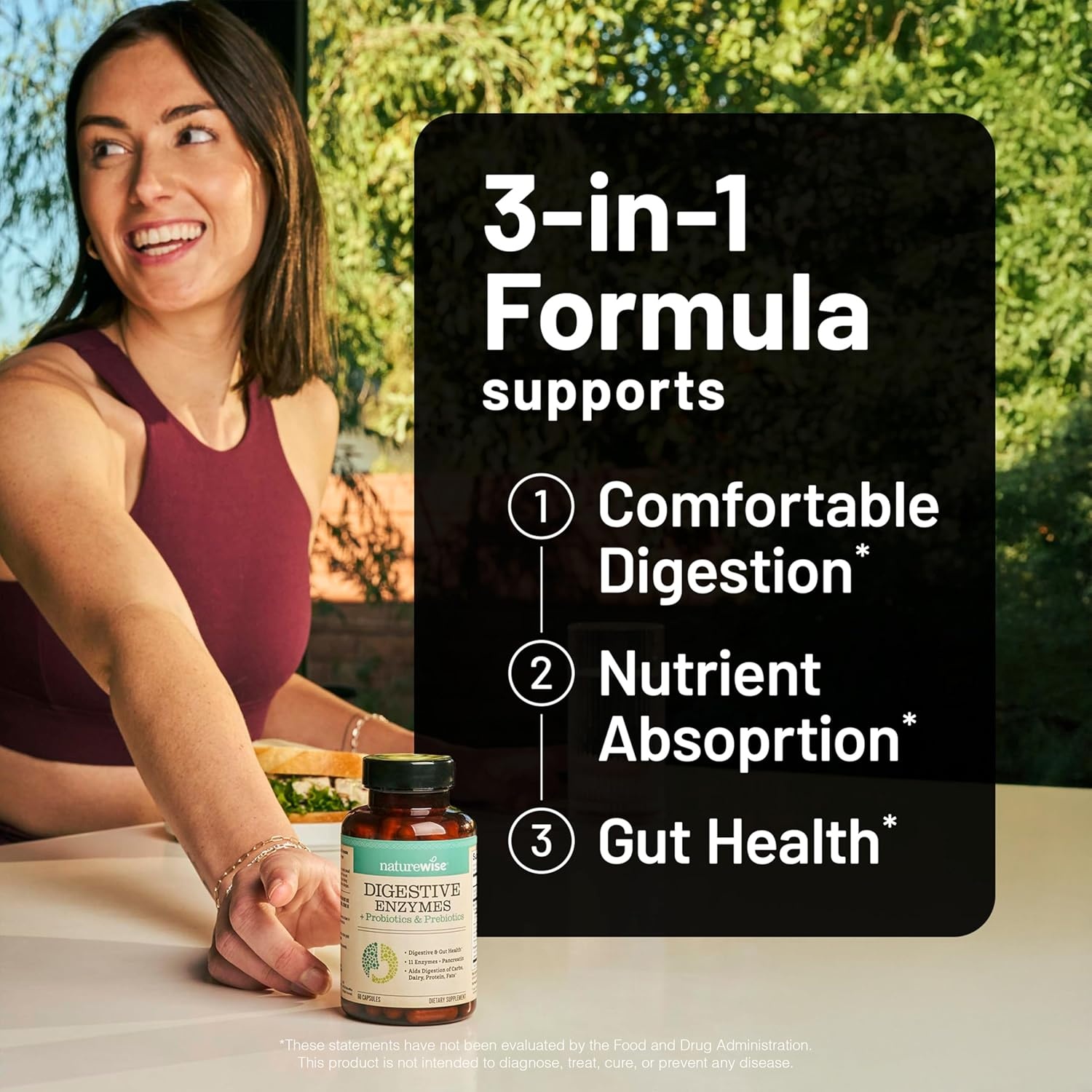 image:imageNatureWise Digestive Enzymes Multi Enzymes with Probiotics Prebiotics Post Mealtime Comfort amp Bloating Support Aids Digestion and Gut Health SoyFree NonGMO 60 Capsules1Month Supply