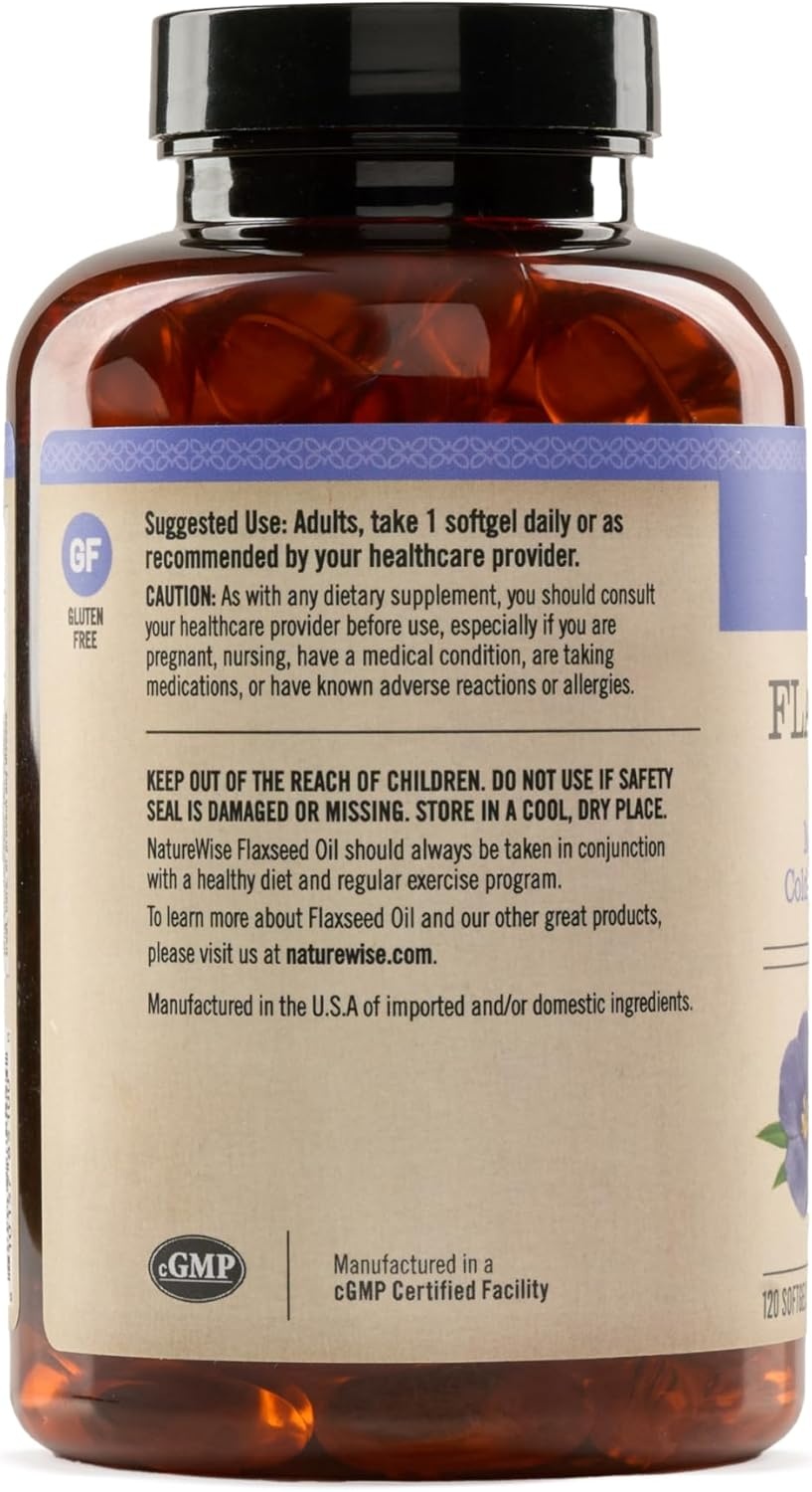 image:imageNatureWise Flaxseed Oil 1000 mg Fish Free Omega 3 with 580 mg ALA Plant Based Omega 3 6 9 Supplement Organic Cold Pressed NonGMO 120 Softgels120Day Supply