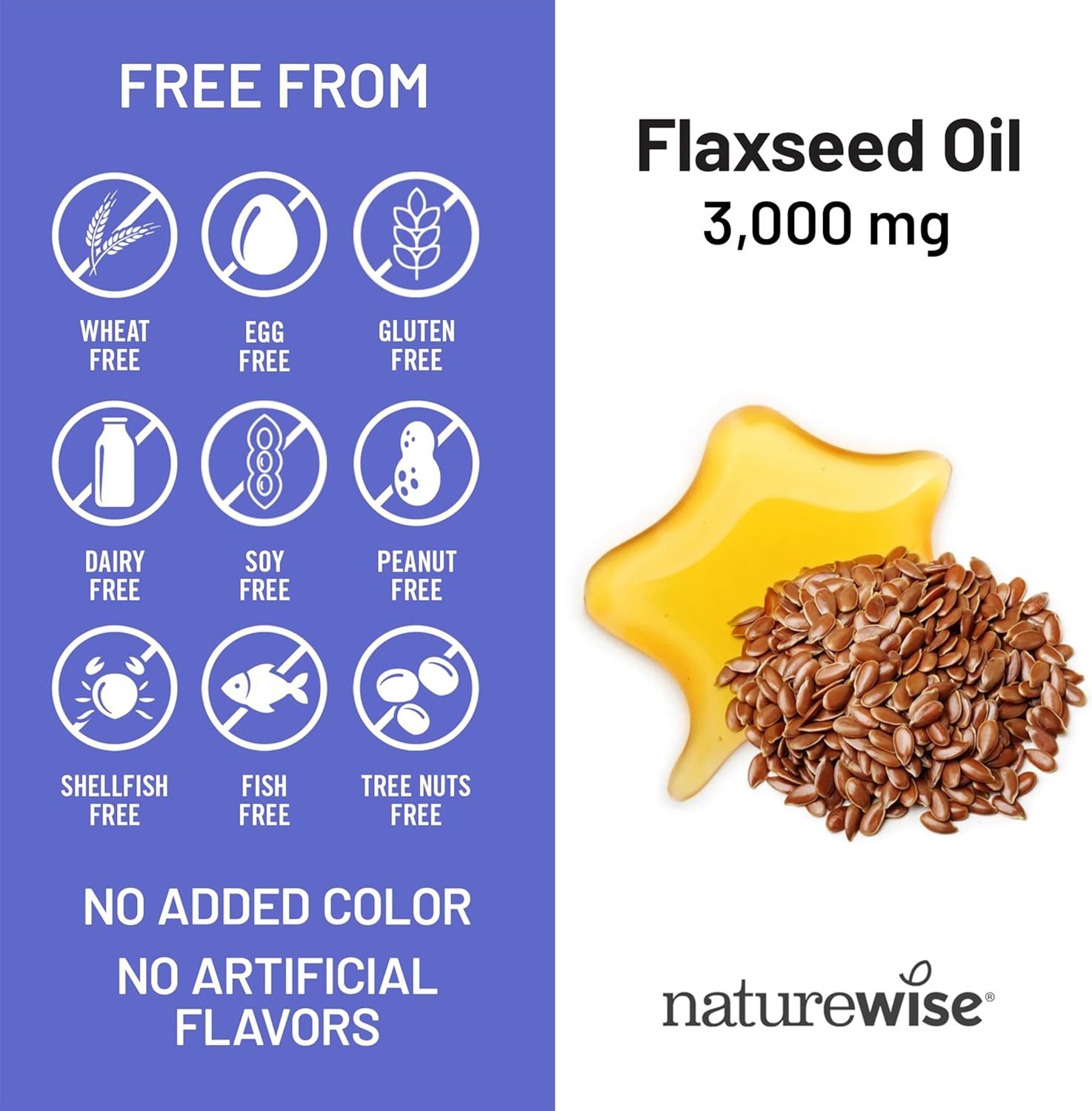 image:imageNatureWise Flaxseed Oil 3000 mg Fish Free Omega 3 with 1500 mg ALA Plant Based Omega 3 6 9 Supplement Organic Cold Pressed NonGMO 90 Softgels30Day Supply120 Count Pack of 1