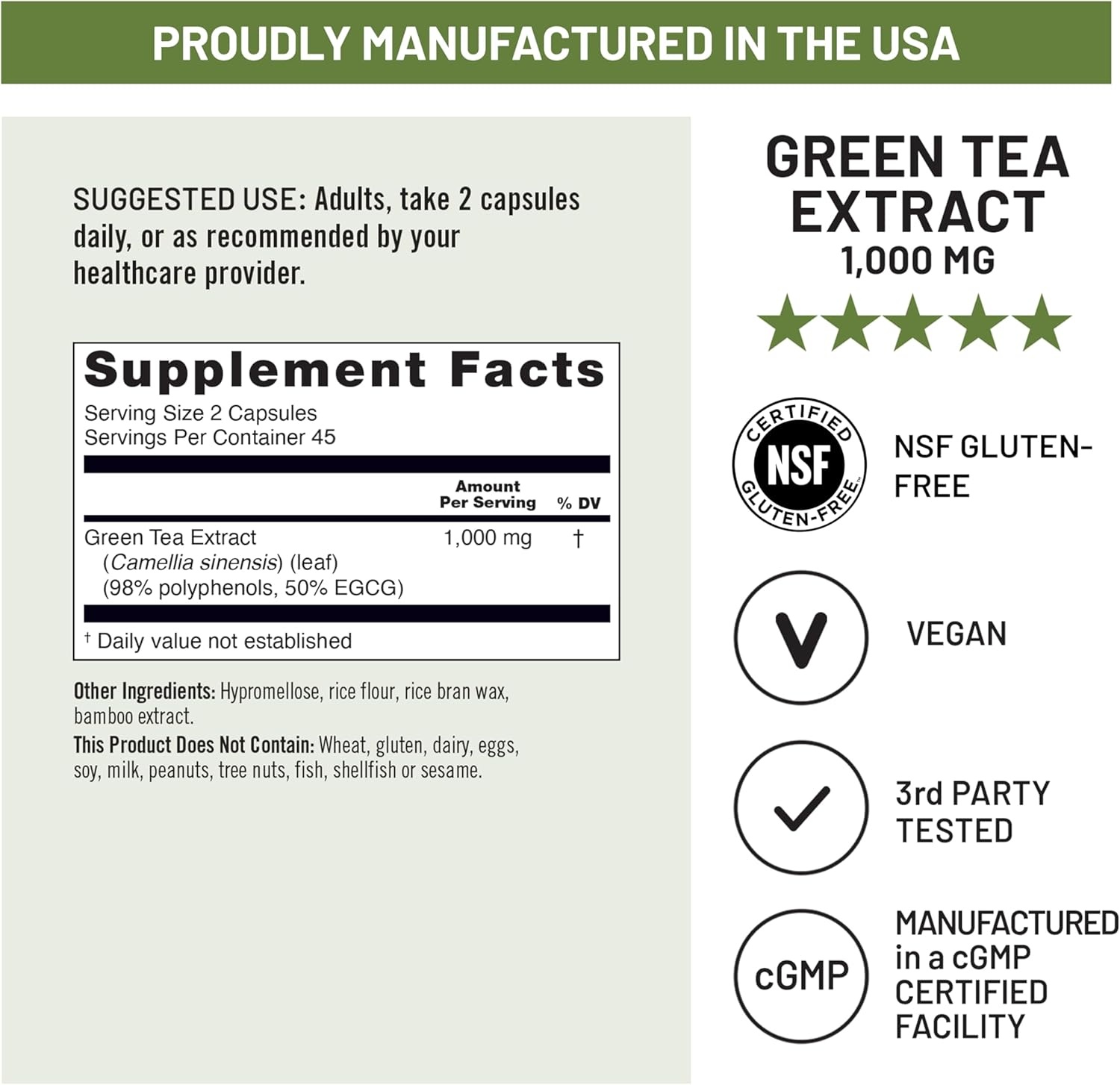 image:imageNatureWise Green Tea Extract Capsules 1000 mg 50 EGCG amp 98 Polyphenols Extra Strength Green Tea Pills Antioxidants for Heart Health amp Energy Vegan NonGMO 60 Count30Day Supply90 Count Pack of 1