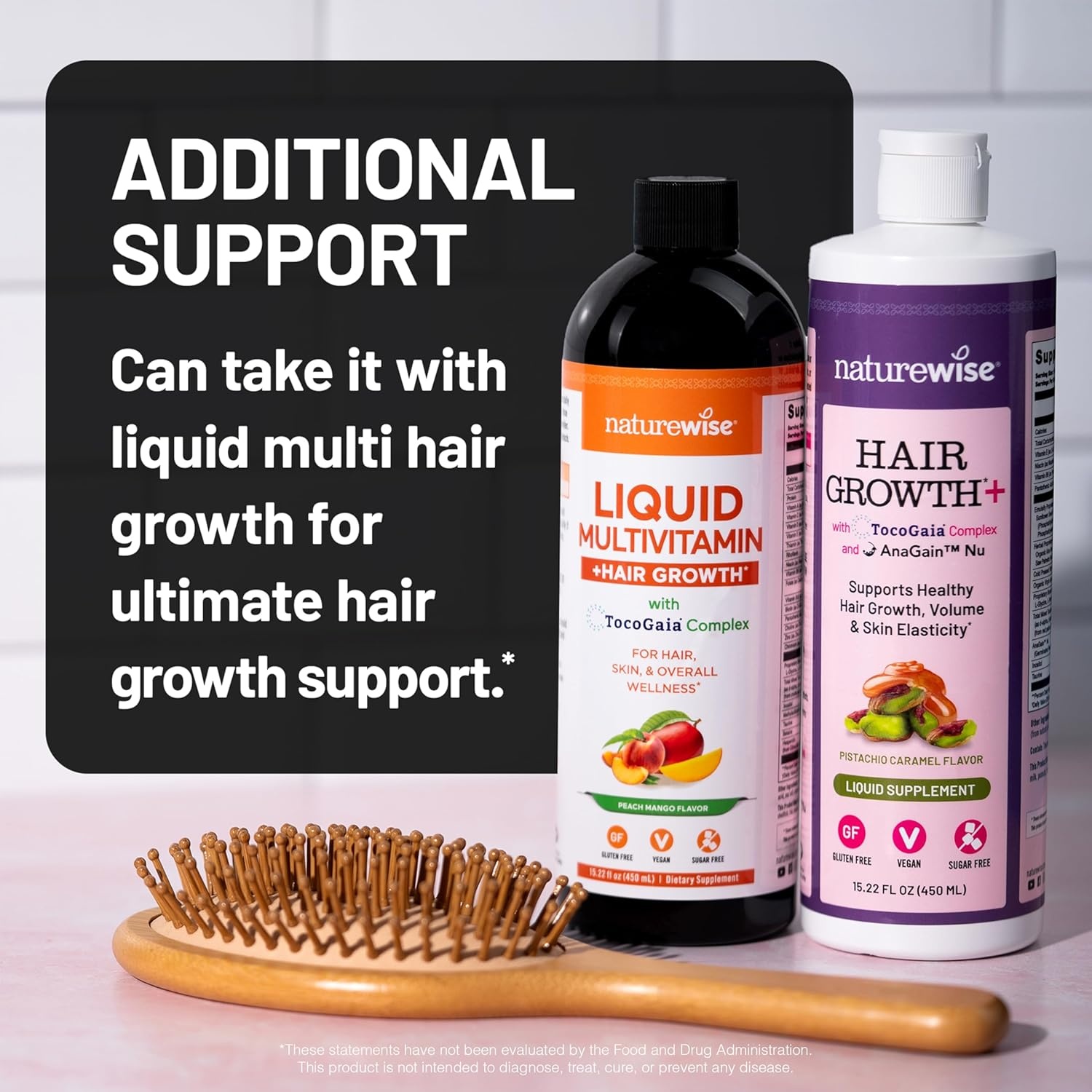 image:imageNatureWise Hair Growth Plus Hair Growth Supplements Women amp Men With Clinically Tested AnaGain Nu No Biotin Sugar Free amp Vegan Pistachio Caramel Flavor 15 Fl Oz 30 Day Supply