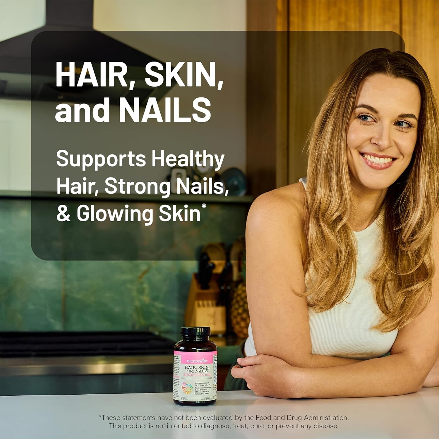 image:imageNatureWise Hair Skin and Nails Vitamin Biotin 5000mcg wHyaluronic Acid Collagen for Women with C B Complex D3 A E Iron NonGMO Gluten Free 150 Softgels50Day Supply270 Count Pack of 1