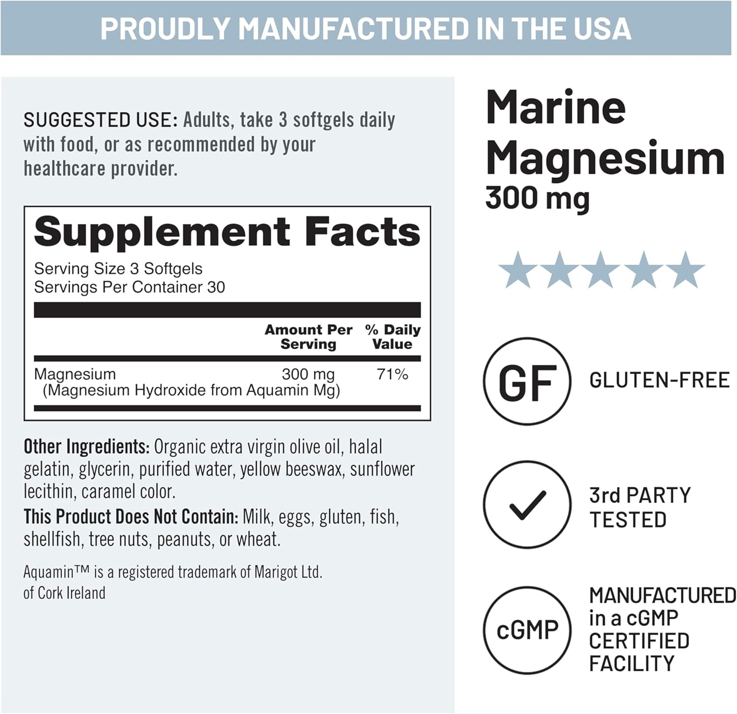 image:imageNatureWise High Absorption Marine Magnesium Supplement 300mg Naturally Sourced Magnesium from Seawater NonGMO USA Manufactured 90 Softgels1Month Supply
