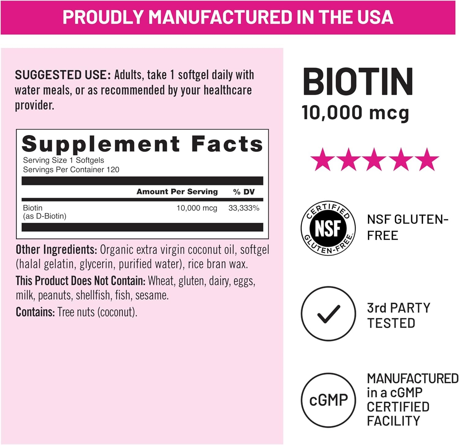 image:imageNatureWise High Potency Biotin 10000 mcg Softgels Biotin for Hair Growth Women amp Men Skin amp Nails Support NonGMO USA Manufactured 120 Softgels120Day Supply