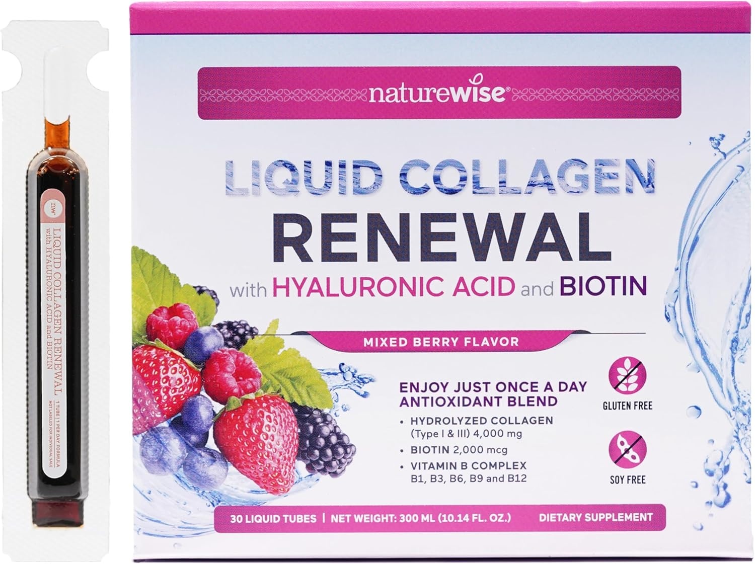 image:imageNatureWise Hydrolyzed Liquid Collagen for Women amp Men 4000mg Multi Collagen Peptides Biotin Vitamin C Vitamin B Complex amp Hyaluronic Acid Mixed Berry 1522 fl oz45 Day SupplyMixed Berry