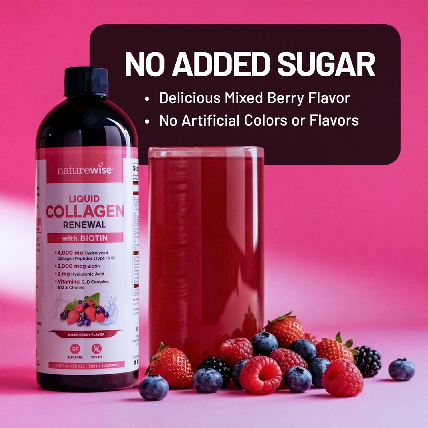 image:imageNatureWise Hydrolyzed Liquid Collagen for Women amp Men 4000mg Multi Collagen Peptides Biotin Vitamin C Vitamin B Complex amp Hyaluronic Acid Mixed Berry 1522 fl oz45 Day SupplyMixed Berry