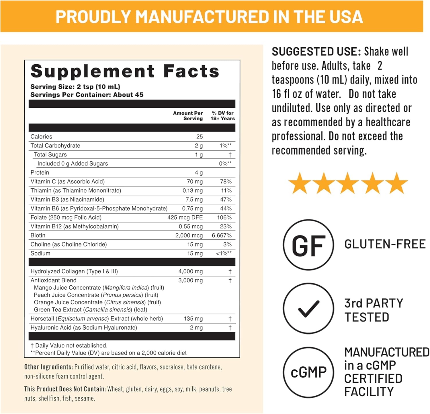 image:imageNatureWise Hydrolyzed Liquid Collagen for Women amp Men 4000mg Multi Collagen Peptides Biotin Vitamin C Vitamin B Complex amp Hyaluronic Acid Mixed Berry 1522 fl oz45 Day SupplyMango