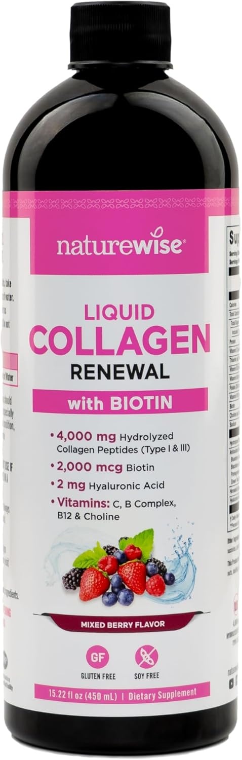 image:imageNatureWise Hydrolyzed Liquid Collagen for Women amp Men 4000mg Multi Collagen Peptides Biotin Vitamin C Vitamin B Complex amp Hyaluronic Acid Mixed Berry 1522 fl oz45 Day SupplyMixed Berry