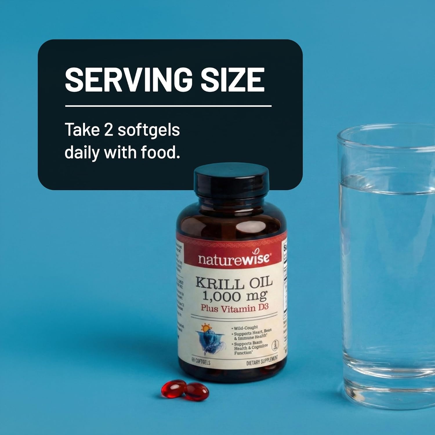 image:imageNatureWise Krill Oil 1000 mg Vitamin D3 6000 IU SUPERBAboost Concentrated Antarctic Krill Oil Omega3 EPA amp DHA Phospholipids amp Astaxanthin NonGMO 60 Softgels30 Day Supply