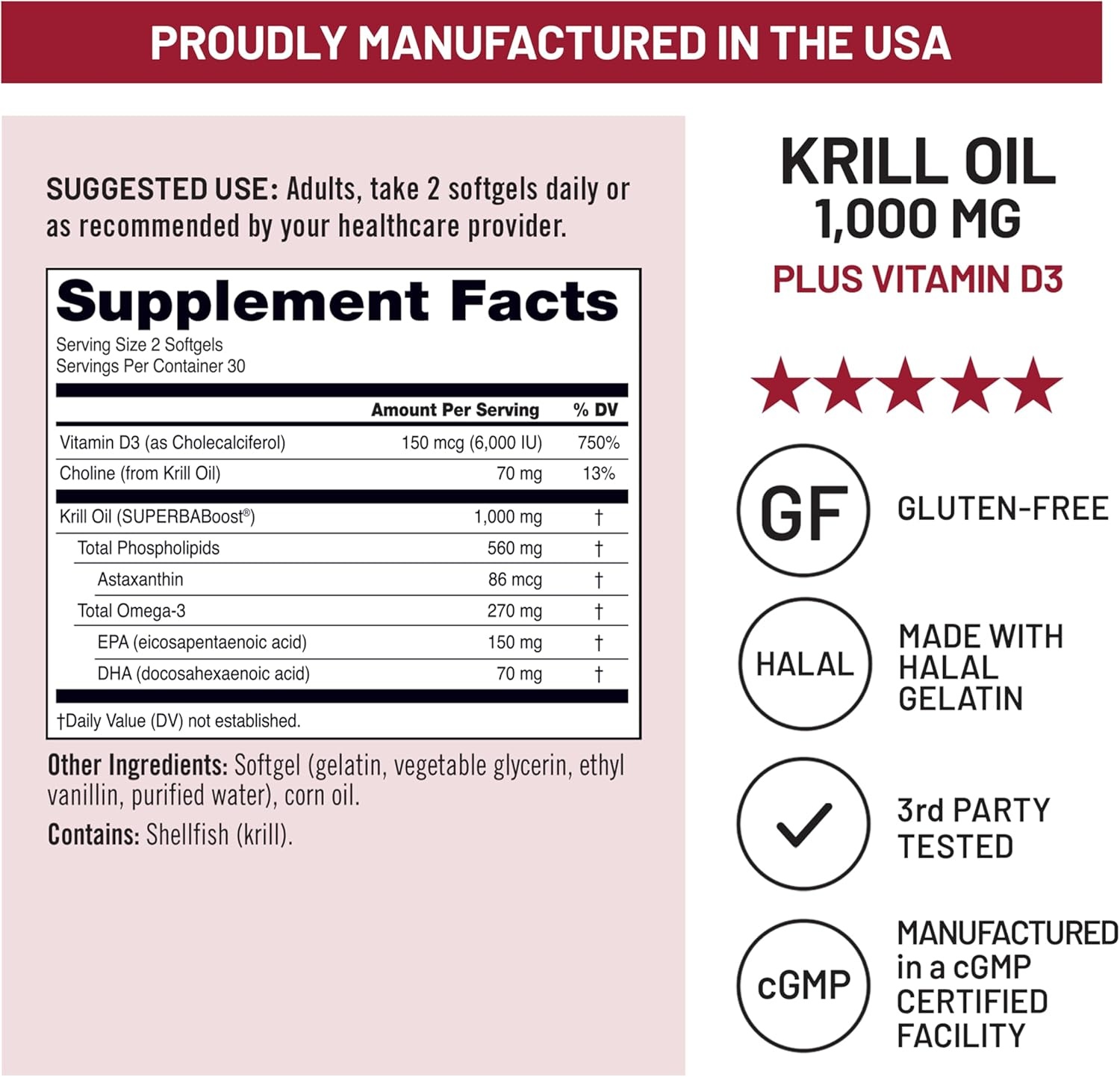 image:imageNatureWise Krill Oil 1000 mg Vitamin D3 6000 IU SUPERBAboost Concentrated Antarctic Krill Oil Omega3 EPA amp DHA Phospholipids amp Astaxanthin NonGMO 60 Softgels30 Day Supply