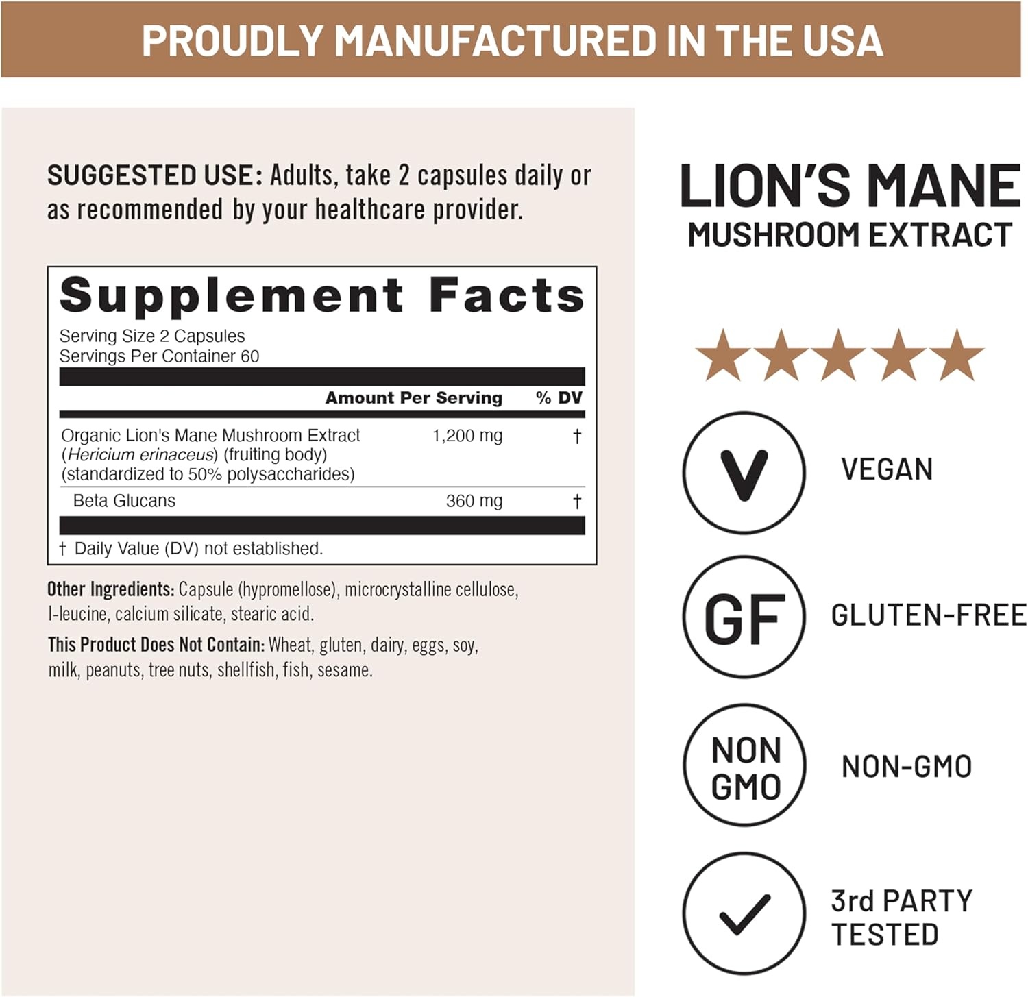 image:imageNatureWise Lions Mane Mushroom Supplement Organic Lions Mane Mushroom Extract 1200mg 360mg Beta Glucans Cognition amp Brain Support Vegan NonGMO USA Manufactured 120 Capsules60 Day Supply