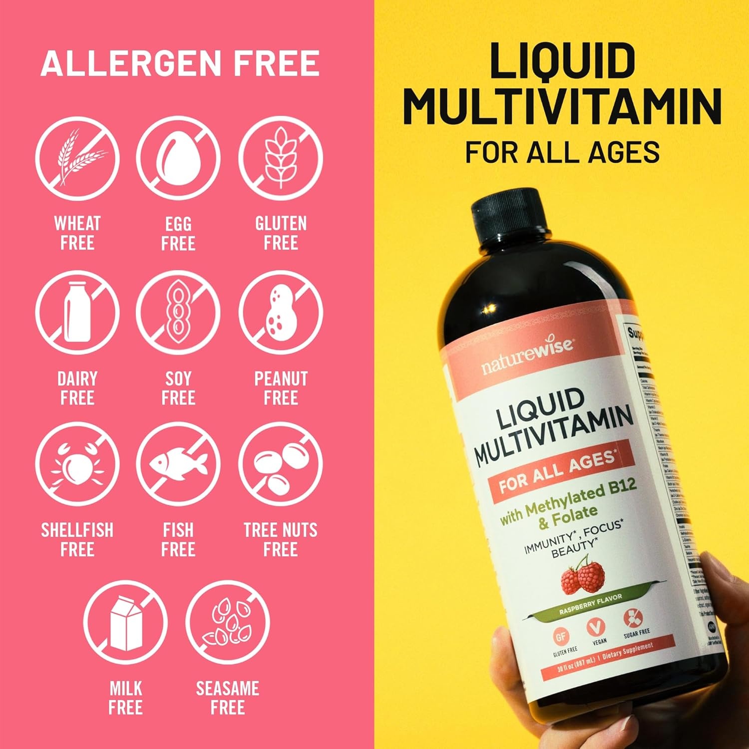 image:imageNatureWise Liquid Multivitamin for Women Men of All Ages Sugar Free Vegan Vitamins for Energy Levels Beauty Immune Health with Methylated B12 amp Folate NonGMO 30 fl oz887 mL