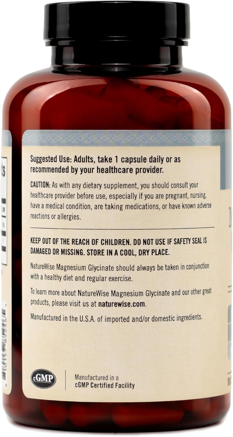 image:imageNatureWise Magnesium Glycinate 400 mg High Absorption Chelated Magnesium Glycinate for Sleep Relaxation Muscle amp Bones Gentle on Stomach Vegan NonGMO 90 Capsules90Day SupplyUnflavored