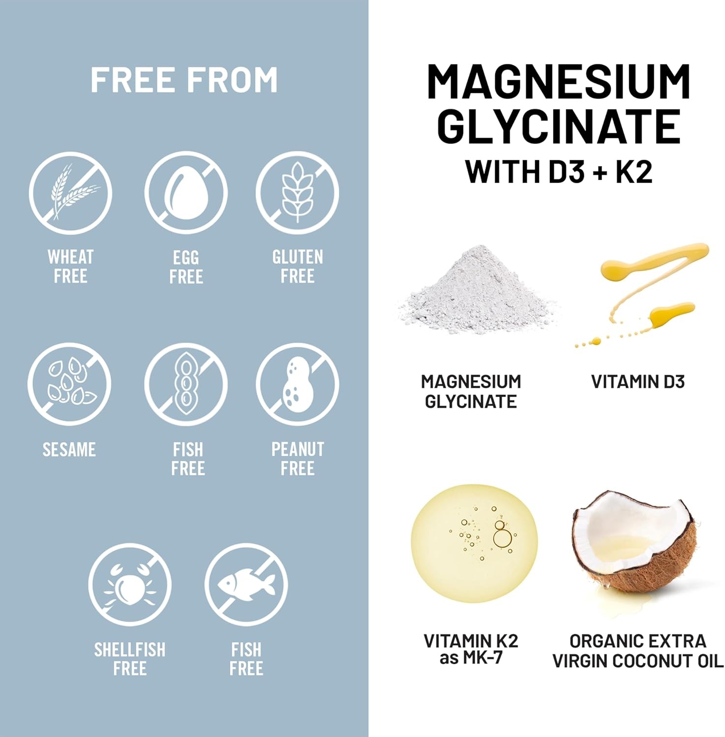 image:imageNatureWise Magnesium Glycinate 550mg 2000 IU Vitamin D3 K2 100 mcg D3 K2 Magnesium Supplement Chelated for High Absorption Bone Support NonGMO USA Manufactured 30Day Supply2000IU