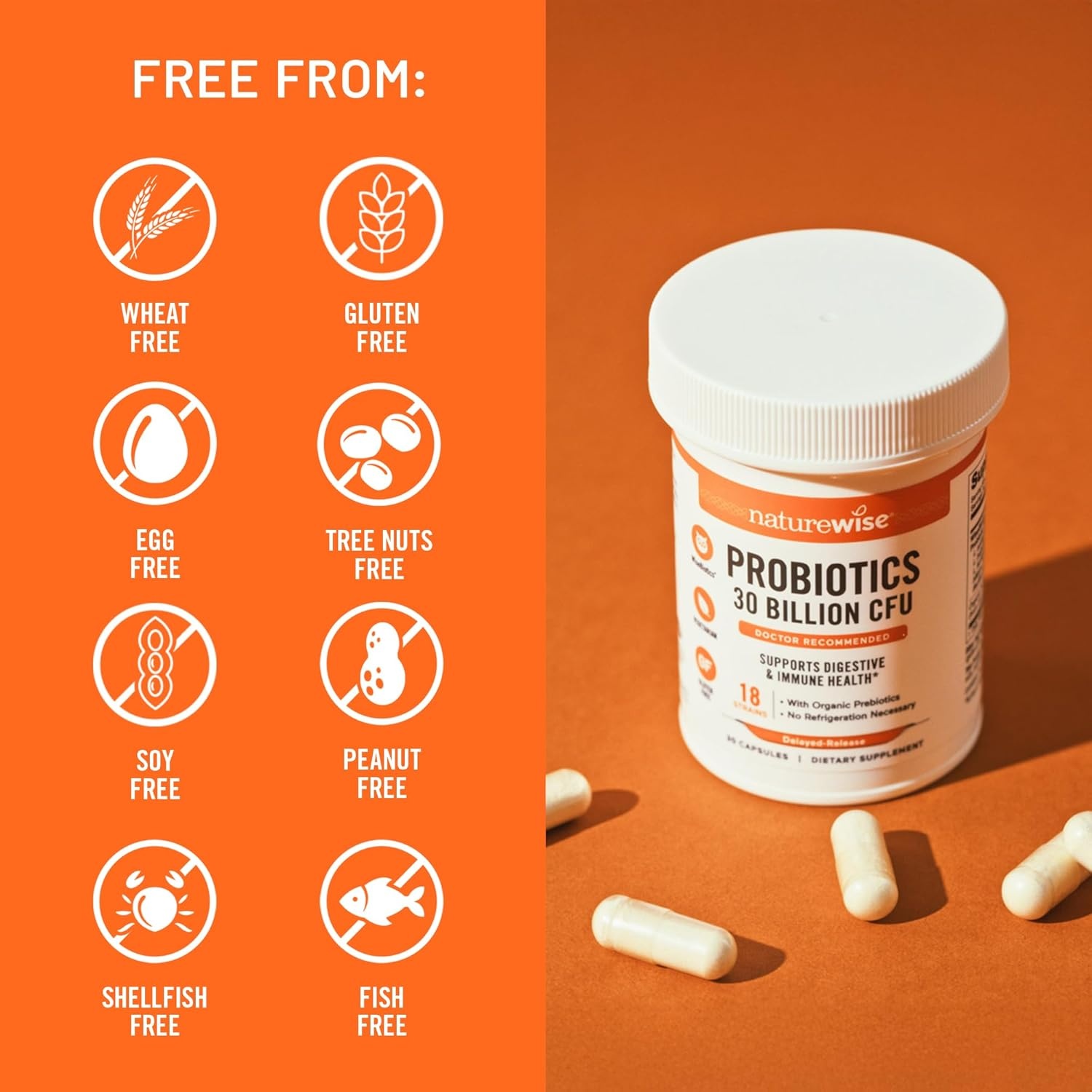 image:imageNatureWise Max Probiotics for Women amp Men 30 Billion CFU 18 Strains Organic Prebiotics For Gut amp Digestive Health Vegetarian DelayedRelease Capsules Gluten Free 30 Capsules30Day Supply60 Count Pack of 1
