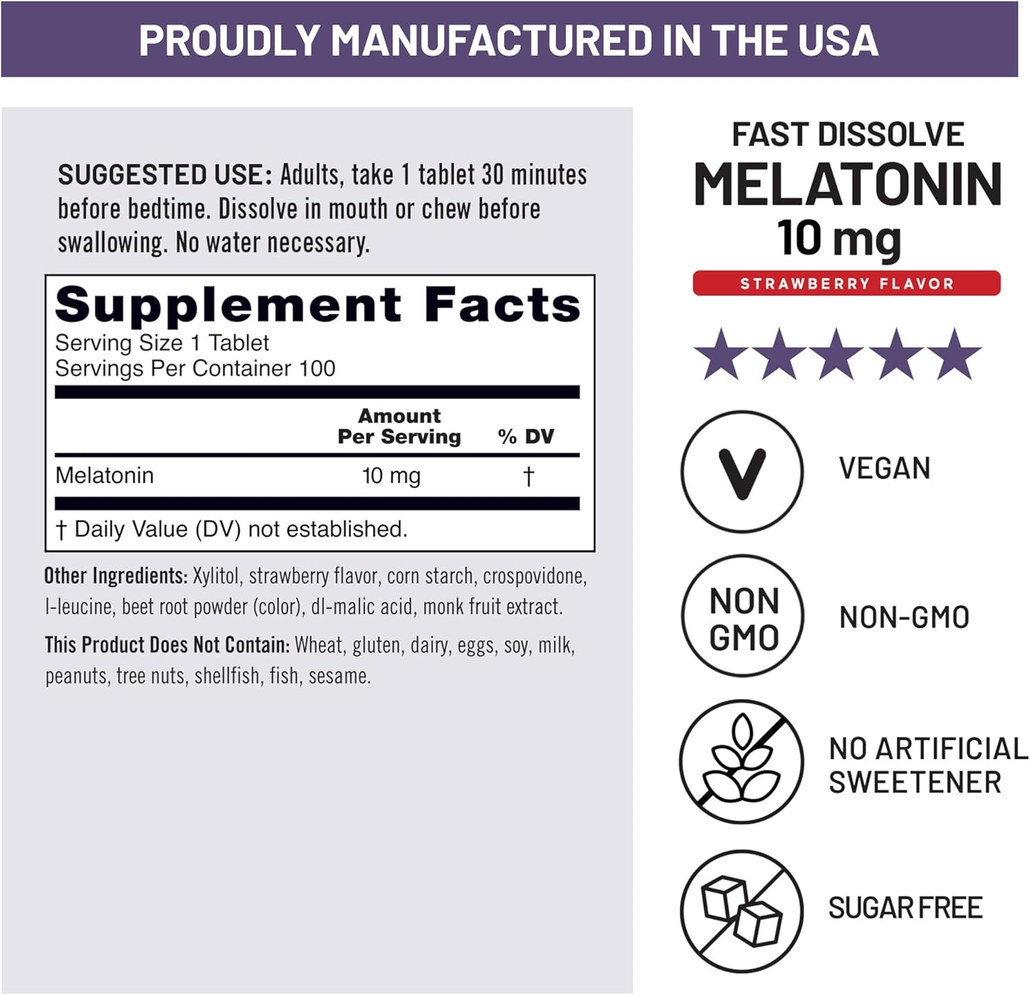 image:imageNatureWise Melatonin 10mg Sugar Free Fast Dissolve Melatonin Supplement NonGMO Vegan USA Manufactured 100 Tablets100 Day Supply10MG