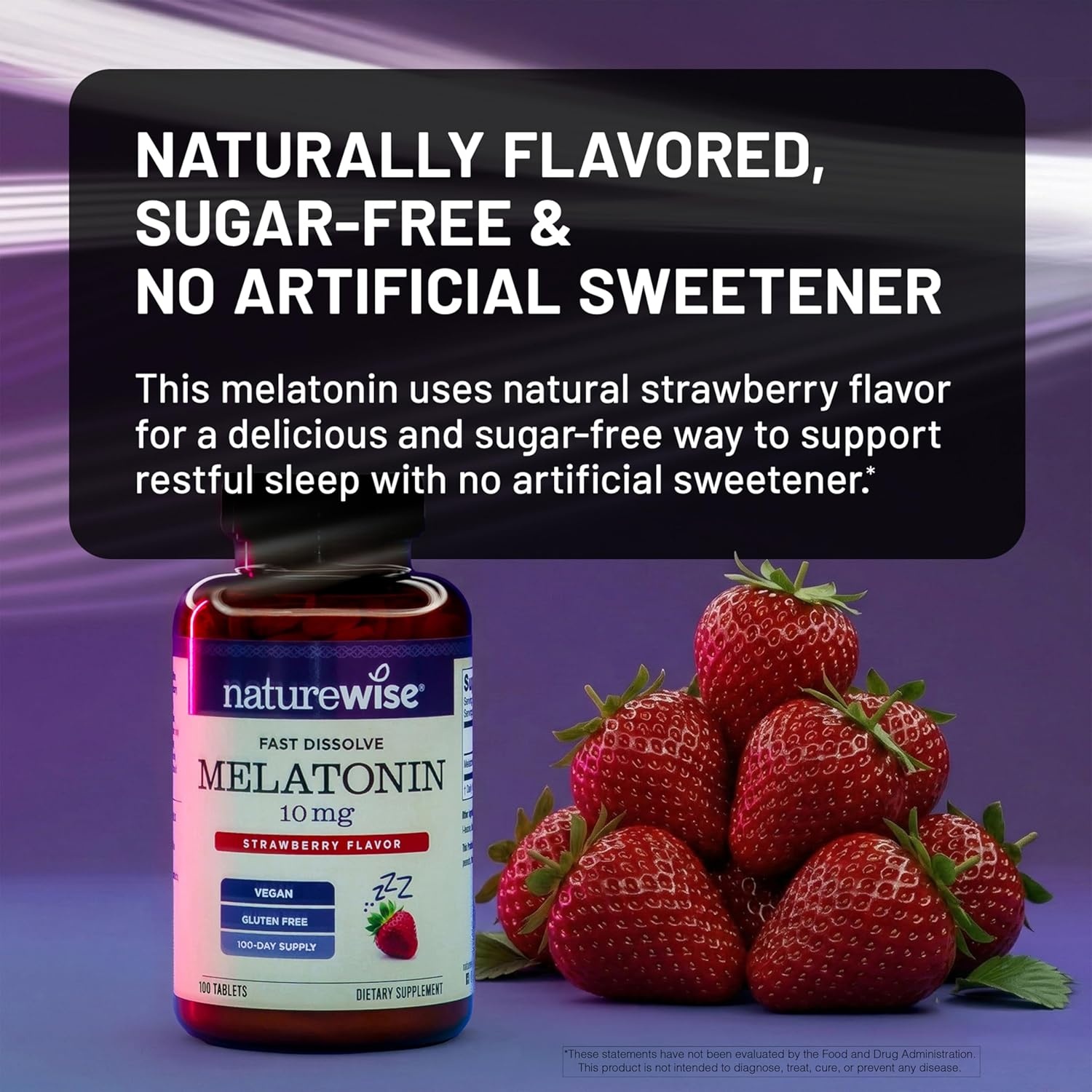 image:imageNatureWise Melatonin 10mg Sugar Free Fast Dissolve Melatonin Supplement NonGMO Vegan USA Manufactured 100 Tablets100 Day Supply10MG