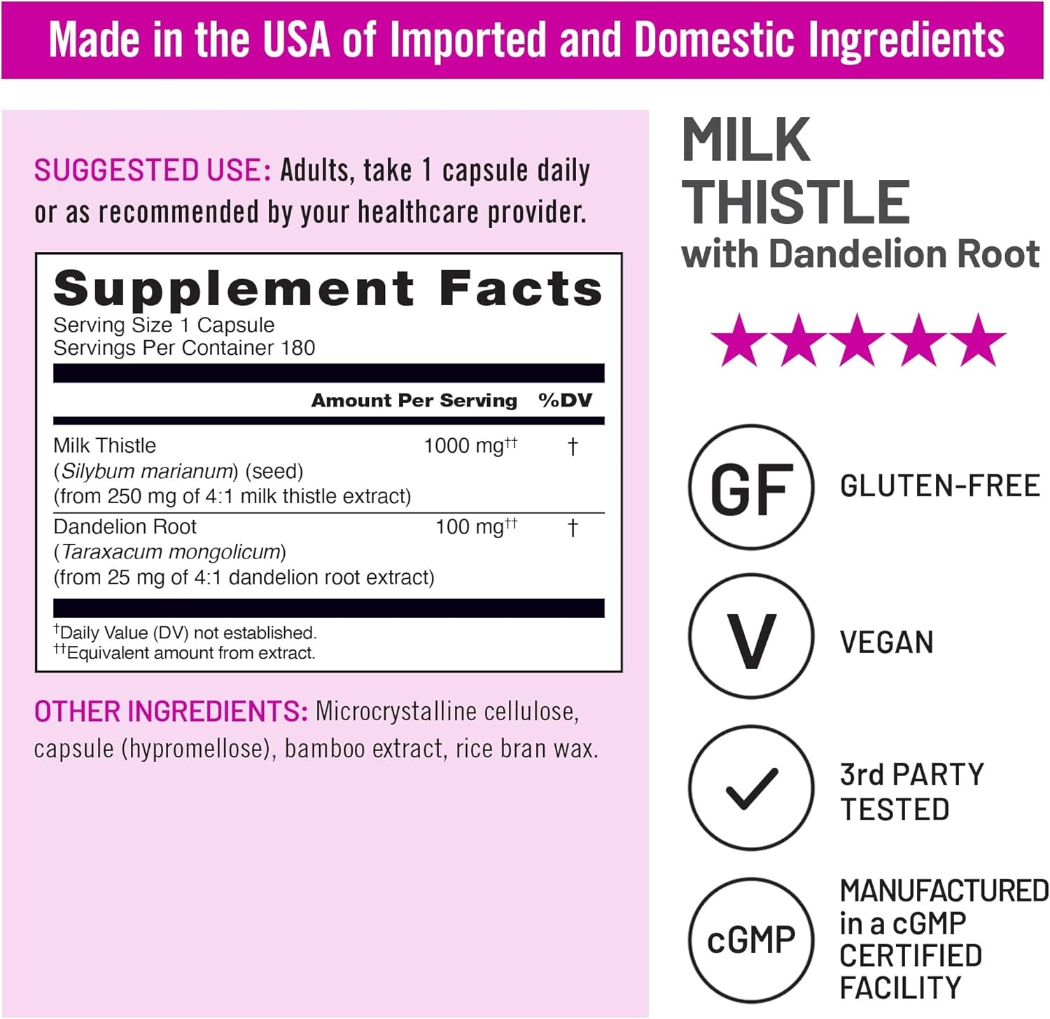 image:imageNatureWise Milk Thistle with Dandelion Root Silymarin Antioxidant Liver amp Kidney Health Support Supplement Vegan NonGMO Gluten Free 60 Count60Day Supply180 Count Pack of 1