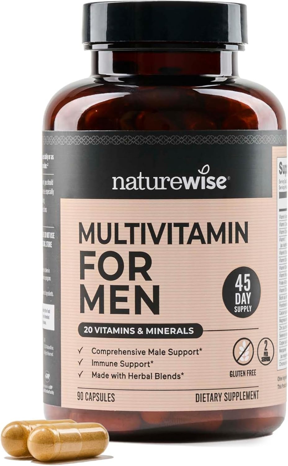 image:imageNatureWise Multivitamin for Men Daily Male Support Minerals amp Herbs for Energy Performance Immunity with Vitamin A C D BComplex Soy amp GlutenFree NonGMO 90 Capsules45Day SupplyUnflavored