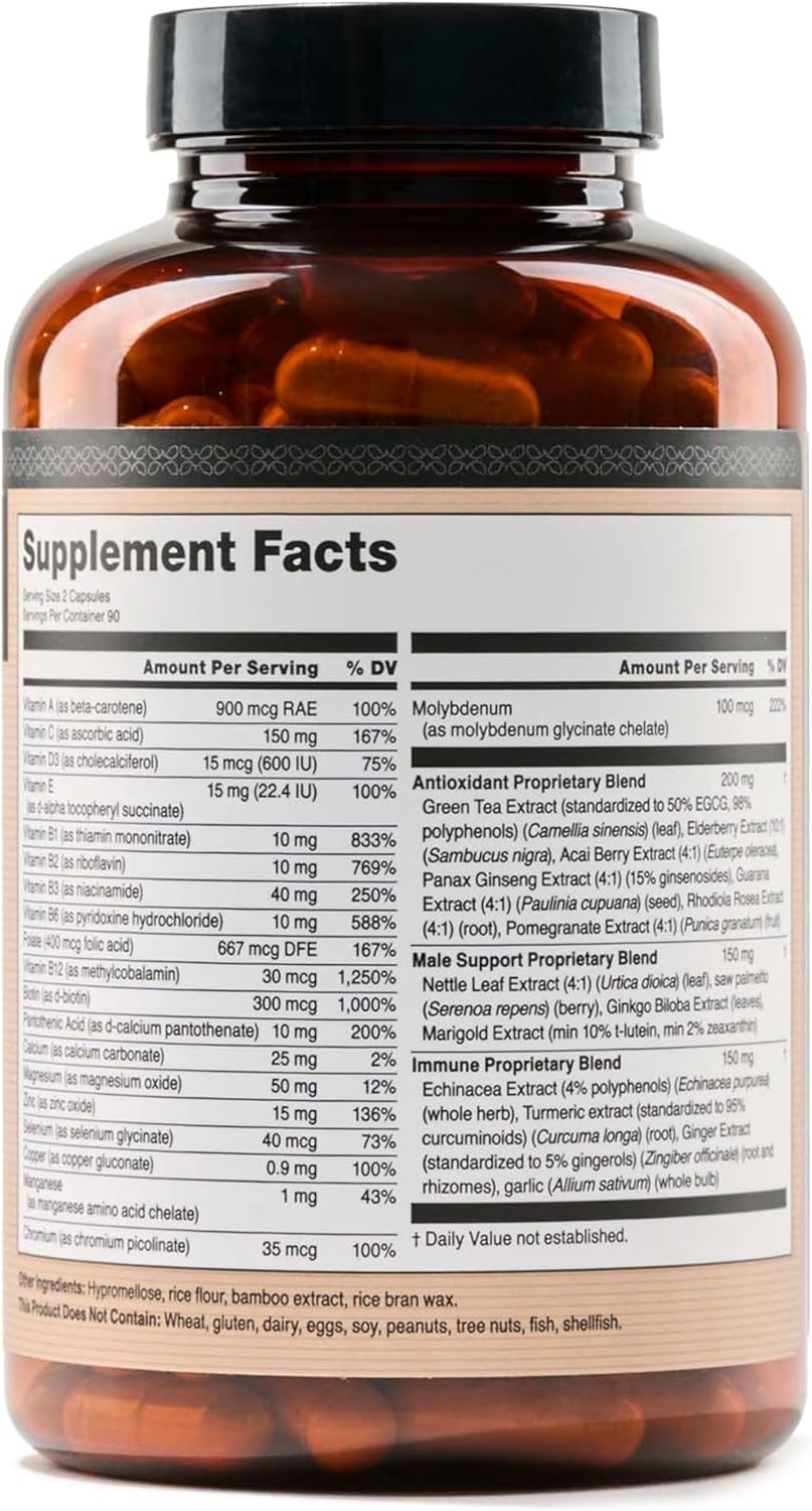 image:imageNatureWise Multivitamin for Men Daily Male Support Minerals amp Herbs for Energy Performance Immunity with Vitamin A C D BComplex Soy amp GlutenFree NonGMO 90 Capsules45Day SupplyUnflavored