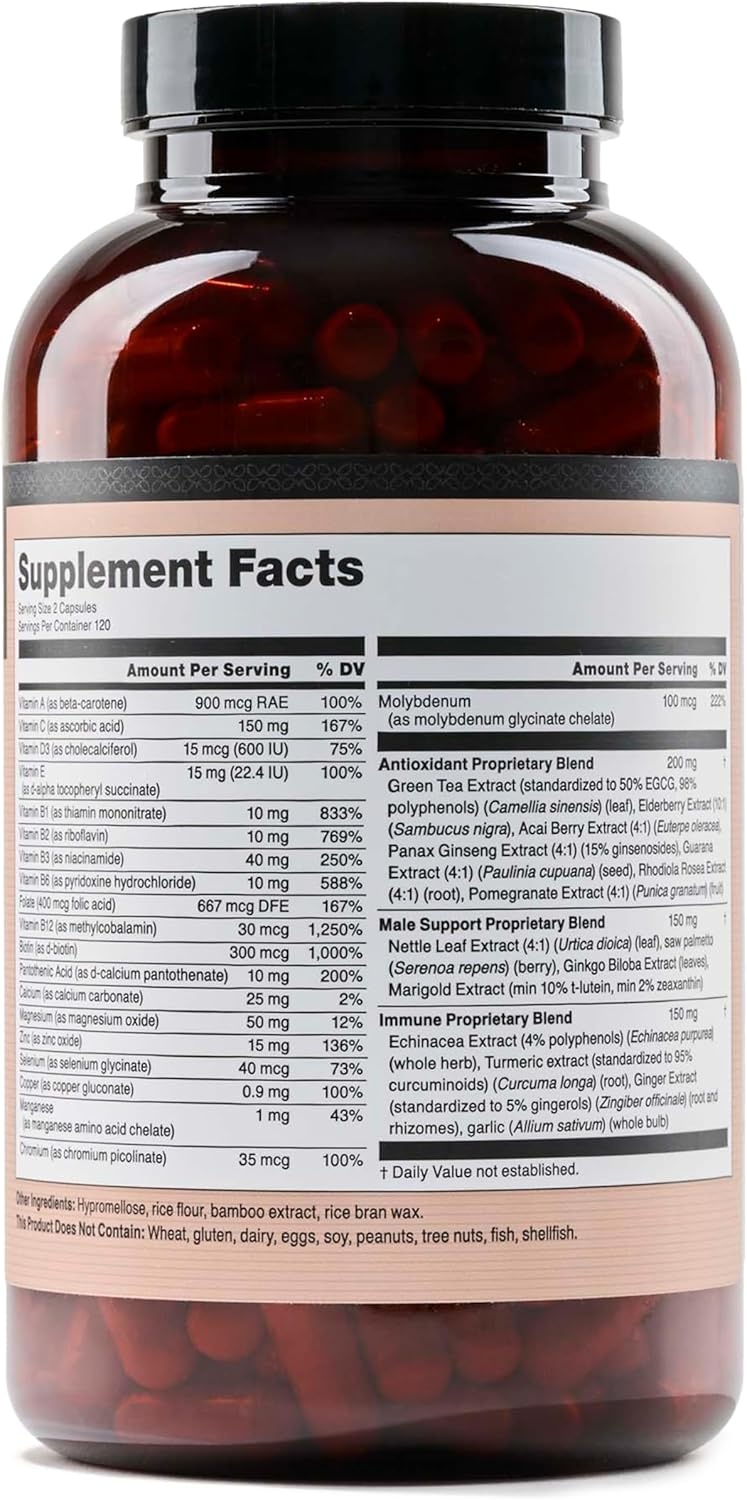 image:imageNatureWise Multivitamin for Men Daily Male Support Minerals amp Herbs for Energy Performance Immunity with Vitamin A C D BComplex Soy amp GlutenFree NonGMO 90 Capsules45Day SupplyUnflavored