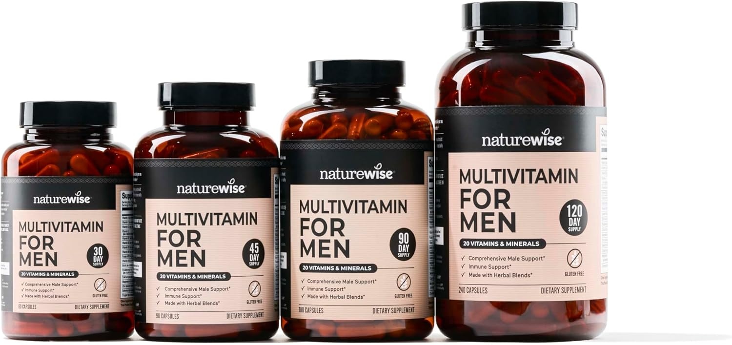 image:imageNatureWise Multivitamin for Men Daily Male Support Minerals amp Herbs for Energy Performance Immunity with Vitamin A C D BComplex Soy amp GlutenFree NonGMO 90 Capsules45Day SupplyUnflavored