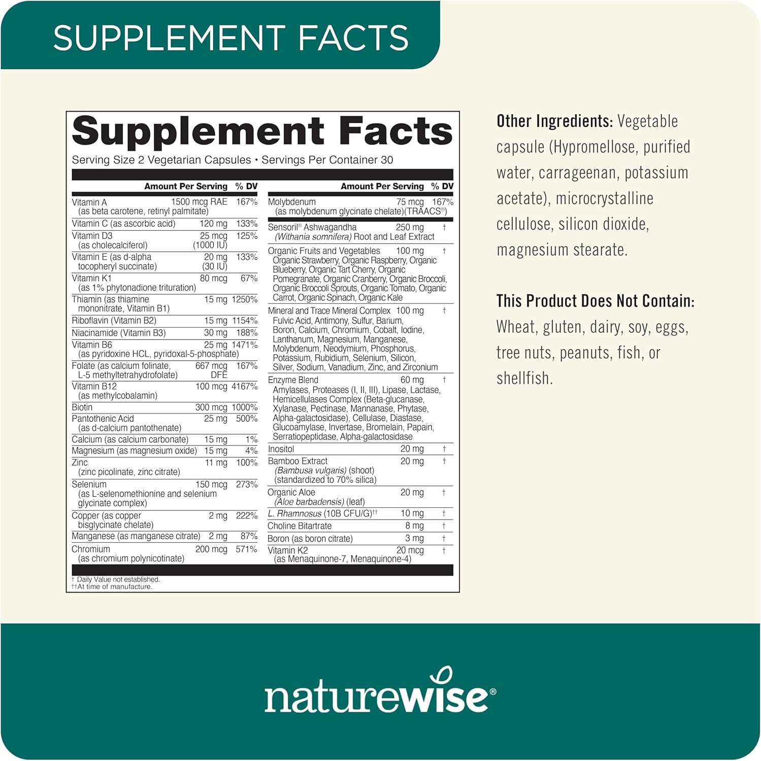 image:imageNatureWise Multivitamin for Men Stress Support Fulvic Ionic Minerals Probiotics for Immunity Male Health Digestion Whole Organic Foods Vegetarian NonGMO 60 Capsules1Month Supply