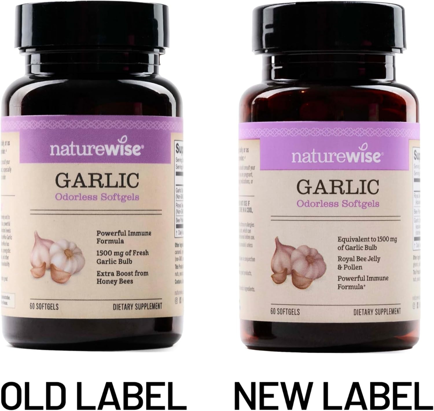 image:imageNatureWise Odorless Garlic Pills with Royal Bee Jelly amp Pollen Herbal Supplement for Heart Health Immune System Antioxidants Gluten Free NonGMO 60 Softgels 2Month Supply