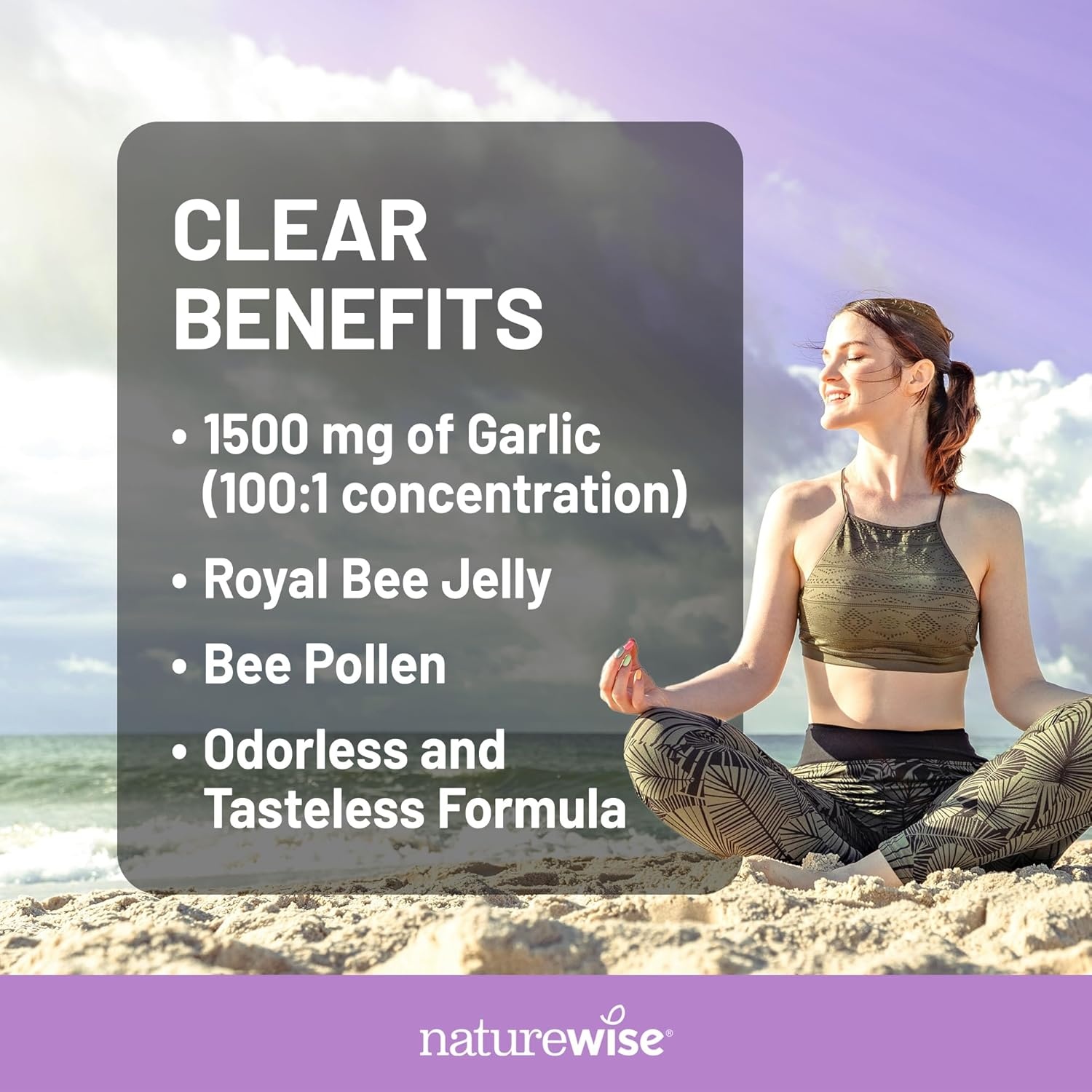 image:imageNatureWise Odorless Garlic Pills with Royal Bee Jelly amp Pollen Herbal Supplement for Heart Health Immune System Antioxidants Gluten Free NonGMO 60 Softgels 2Month Supply