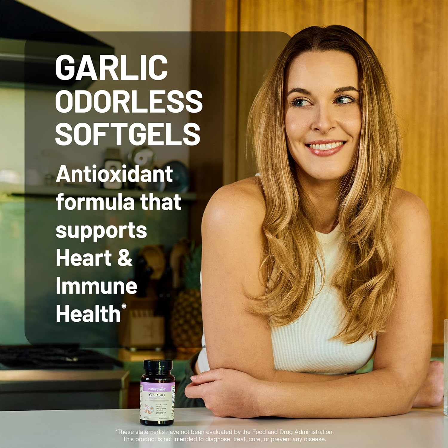 image:imageNatureWise Odorless Garlic Pills with Royal Bee Jelly amp Pollen Herbal Supplement for Heart Health Immune System Antioxidants Gluten Free NonGMO 60 Softgels 2Month Supply