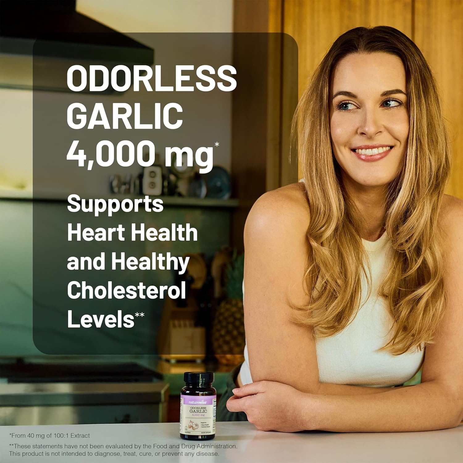 image:imageNatureWise Odorless Garlic Supplement 4000mg Ultra Potent 1001 Extract Healthy Cholesterol Formula Heart Health Support NonGMO Gluten Free with Halal Gelatin 60 Count30Day Supply180 Count Pack of 1