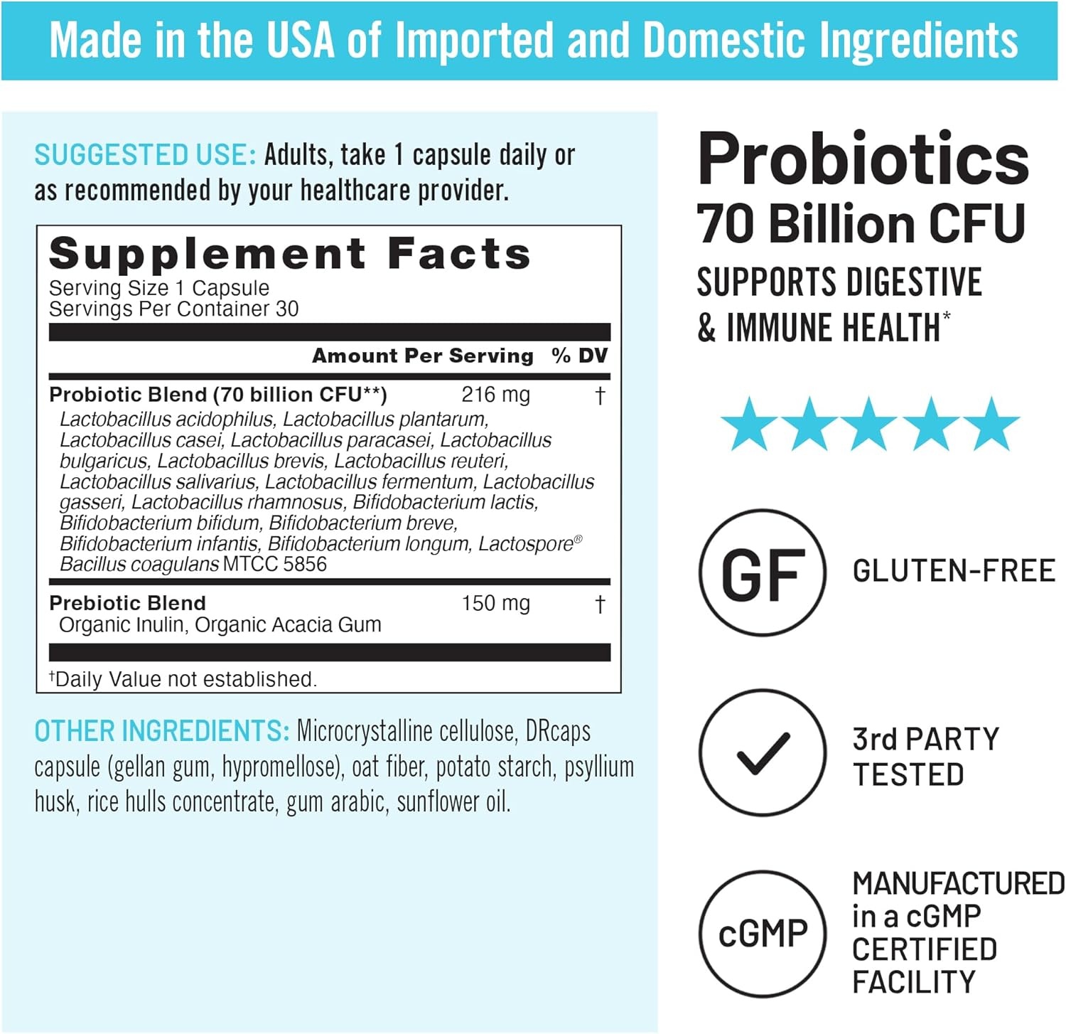 image:imageNatureWise Probiotics 70 Billion CFU 17 Strains Organic Prebiotics Immune Digestive amp Gut Health Support for Women amp Men Vegetarian GlutenFree NonGMO 30 Capsules1Month Supply70 BILLION CFU