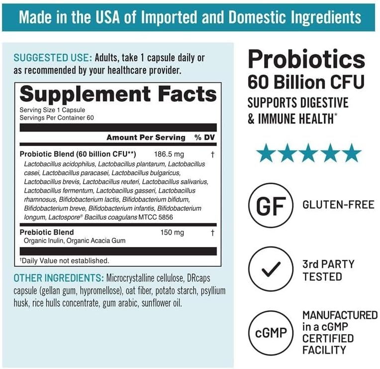 image:imageNatureWise Probiotics 70 Billion CFU 17 Strains Organic Prebiotics Immune Digestive amp Gut Health Support for Women amp Men Vegetarian GlutenFree NonGMO 30 Capsules1Month Supply60 BILLION CFU