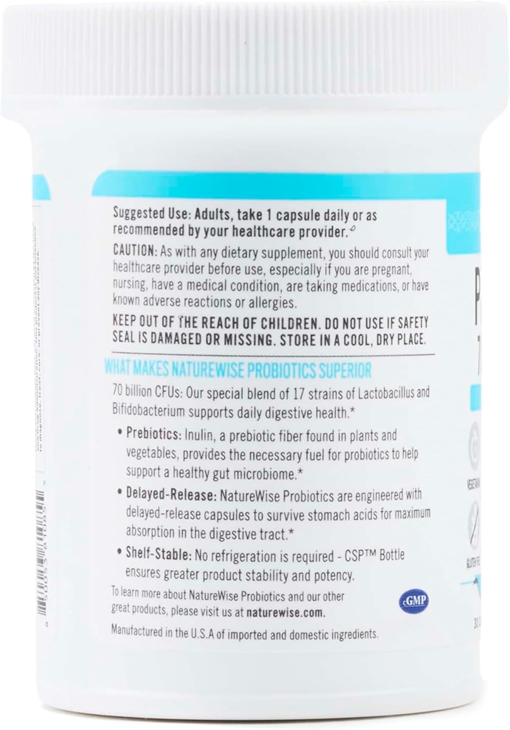 image:imageNatureWise Probiotics 70 Billion CFU 17 Strains Organic Prebiotics Immune Digestive amp Gut Health Support for Women amp Men Vegetarian GlutenFree NonGMO 30 Capsules1Month Supply70 BILLION CFU